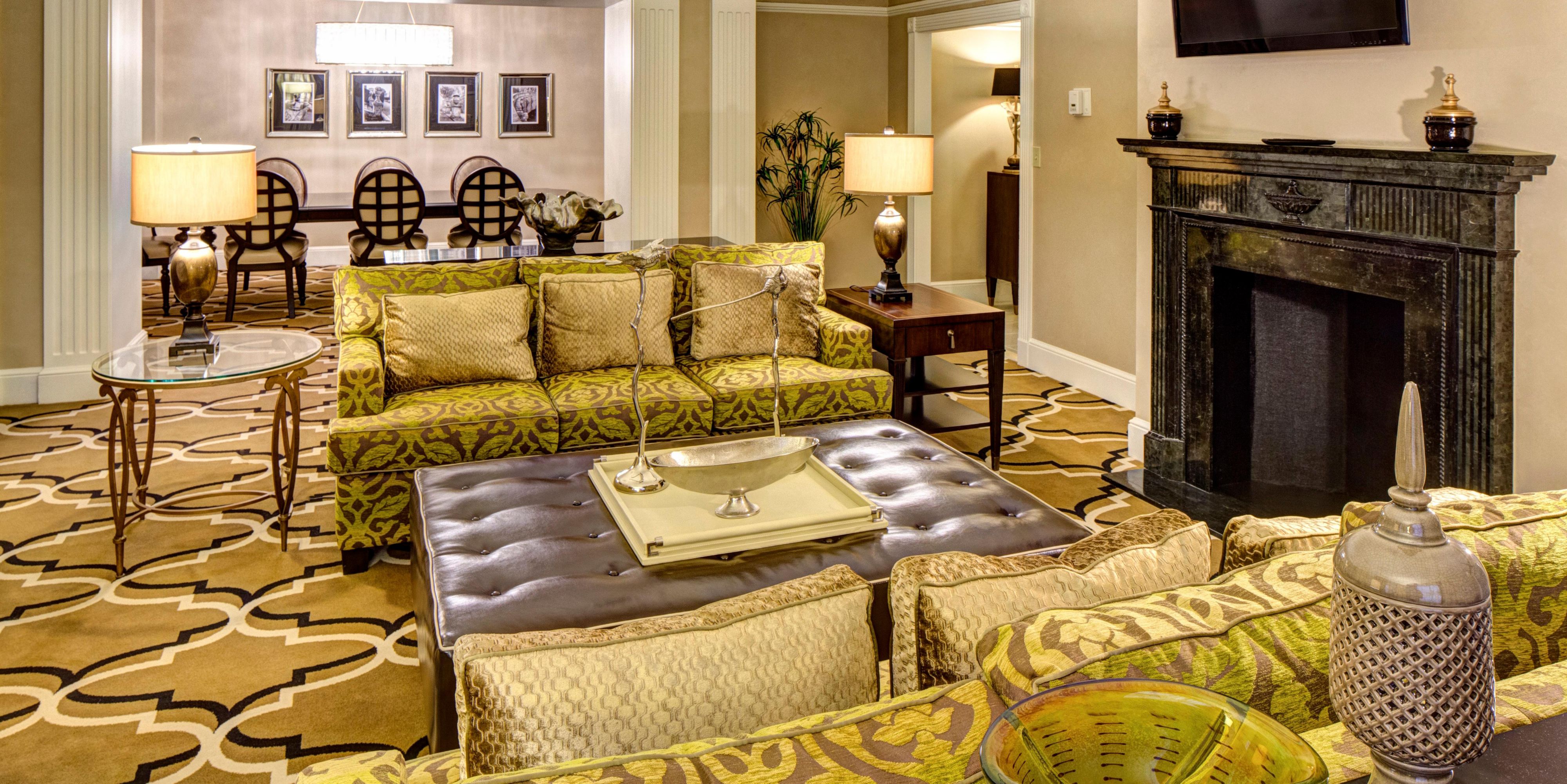 Sitting area of the Presidential Suite at our New Orleans hotel