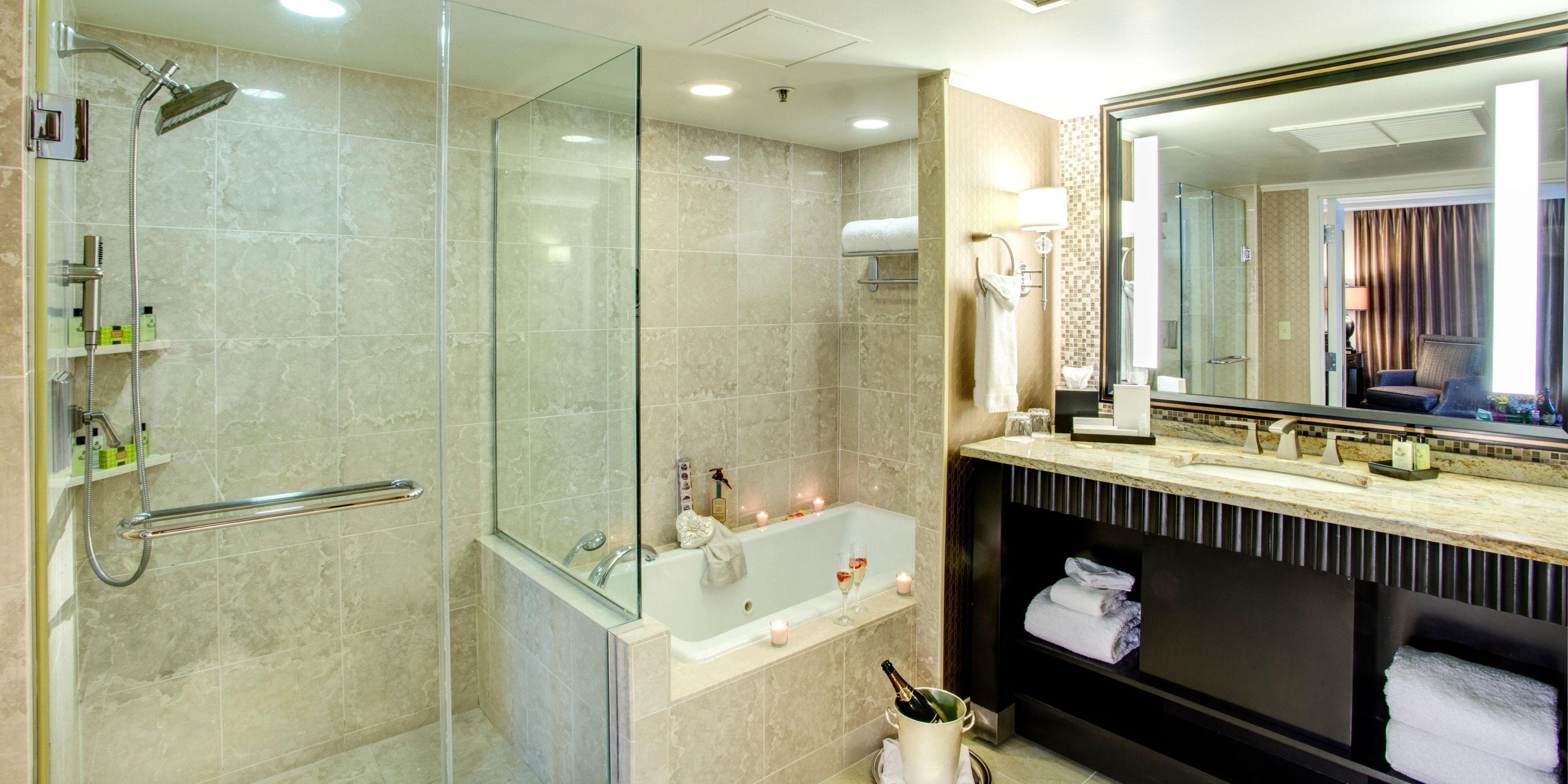 Honeymoon Suite Bathroom offers a separate tub and shower
