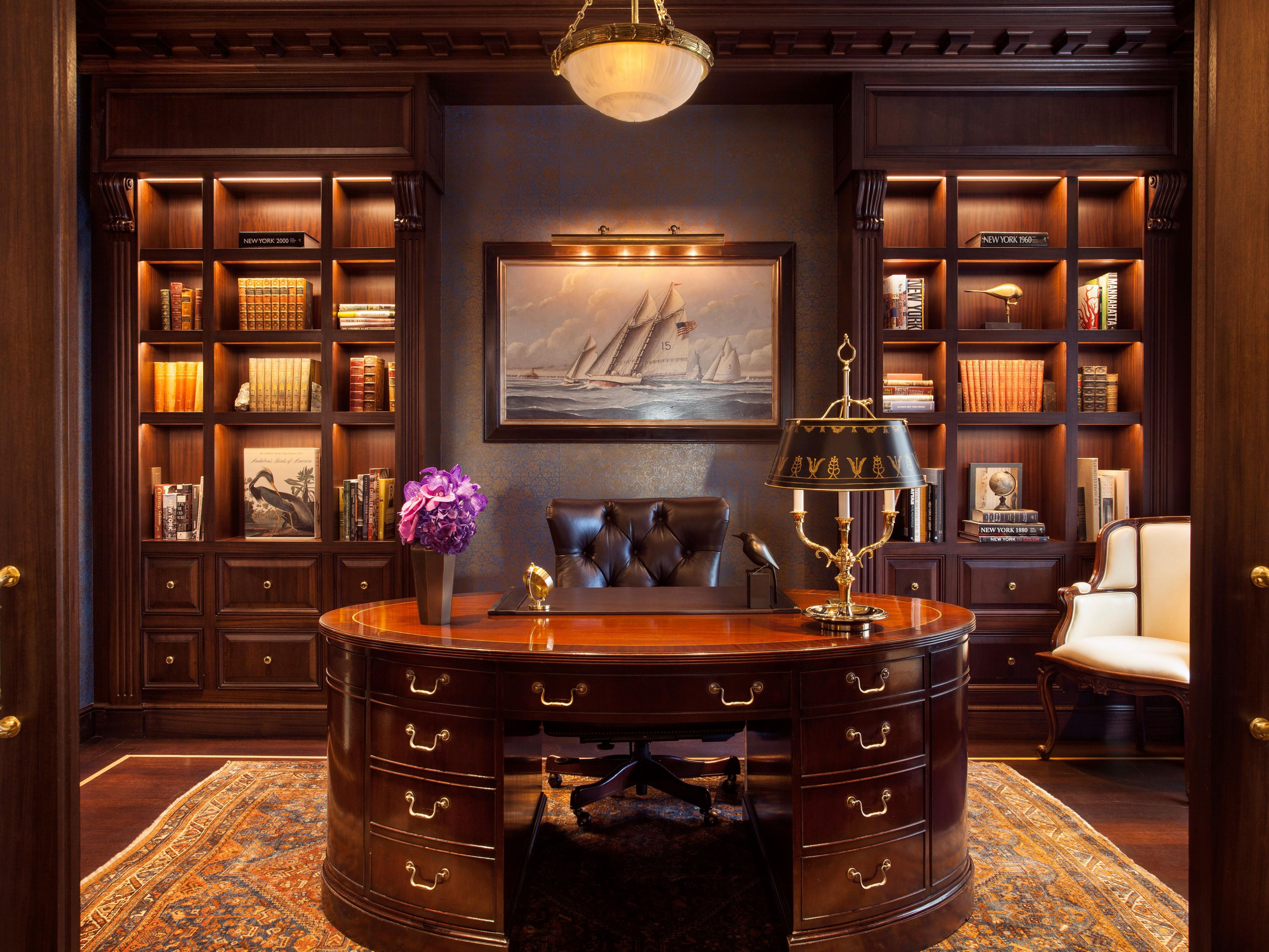 Extra workspace desk and library in our Presidential Suite.