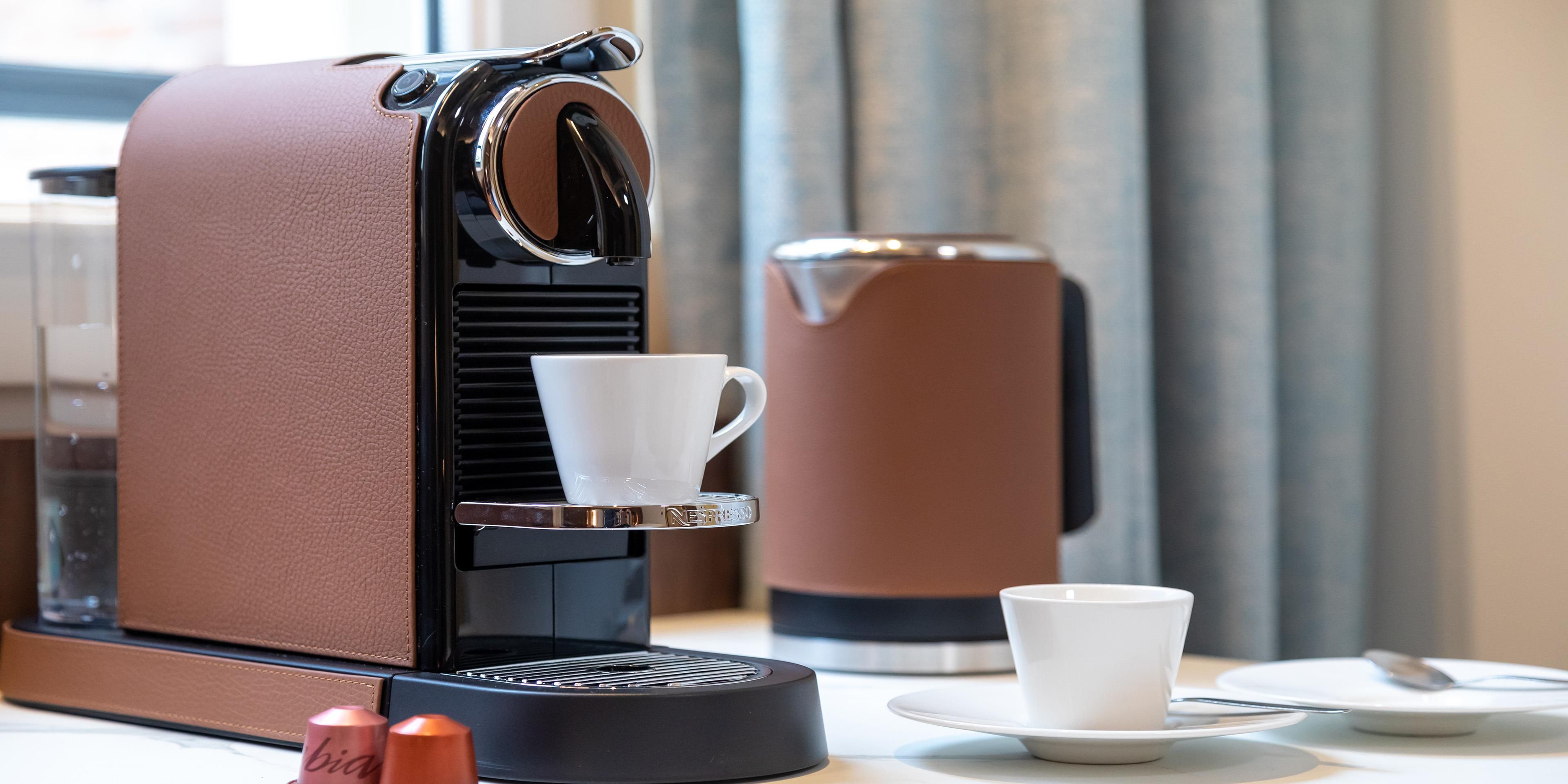 Sip a Nespresso coffee in-room poured from our leathered machines.