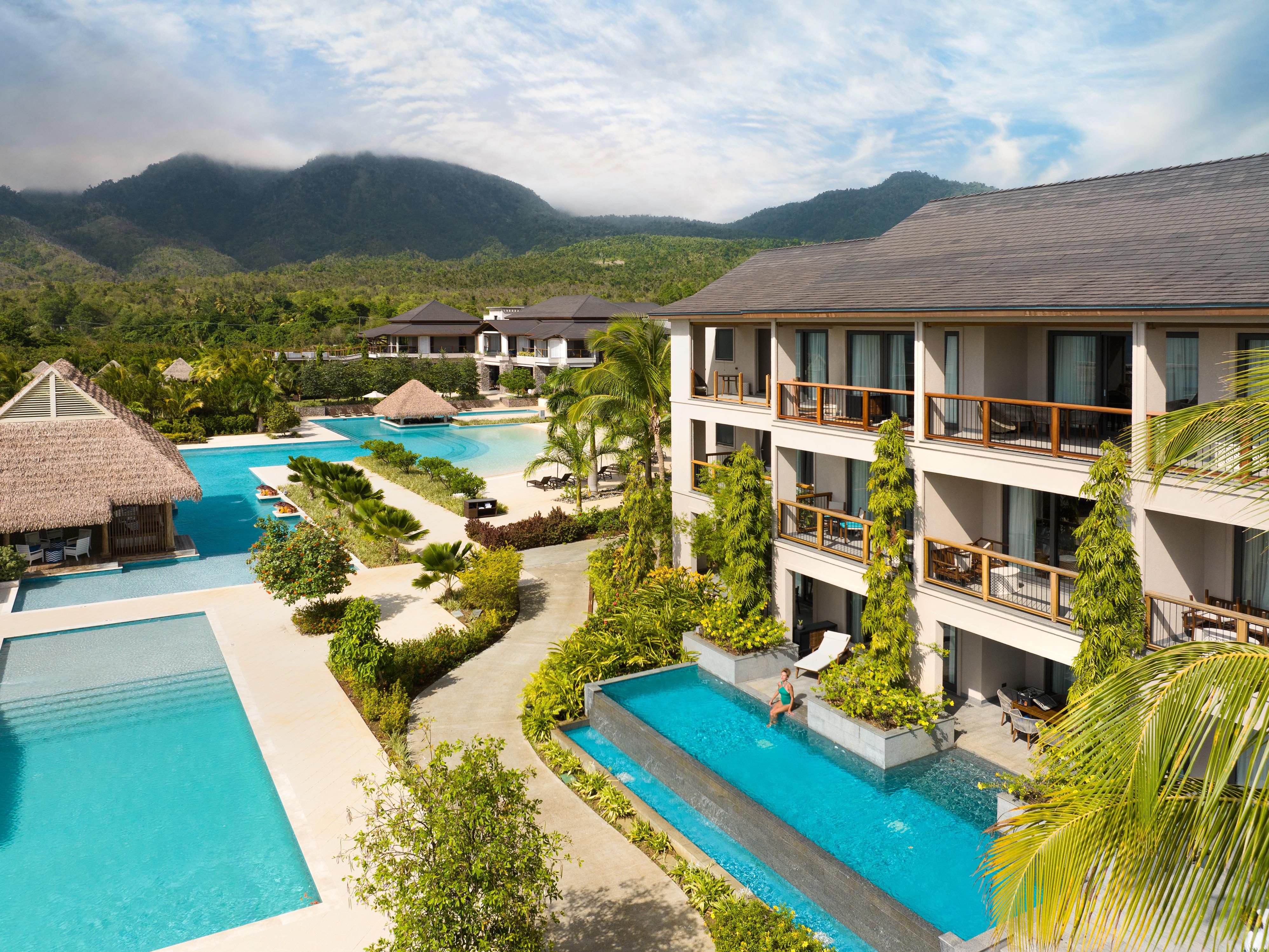 Private and public pools at the resort