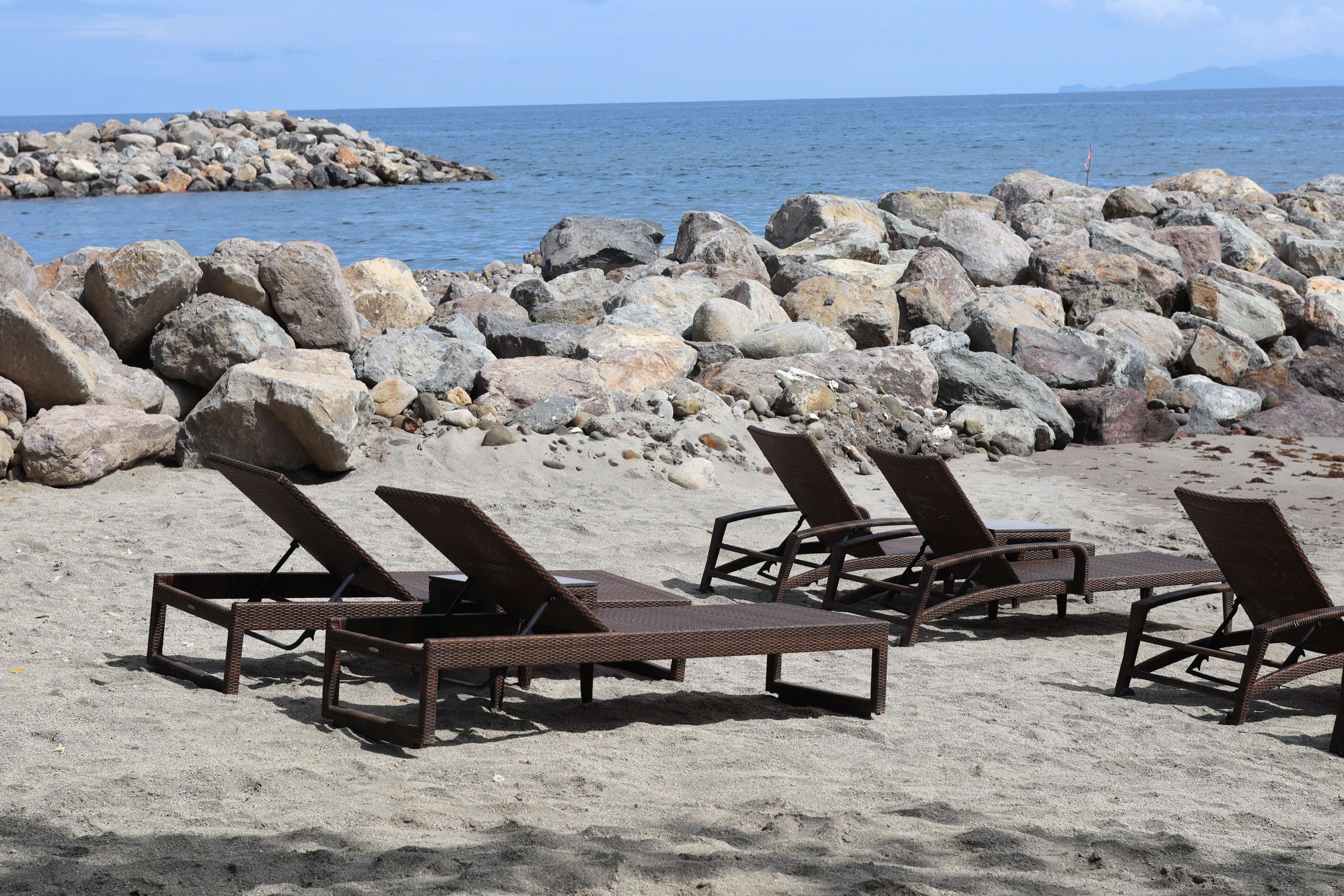 Lounge chairs on the beach