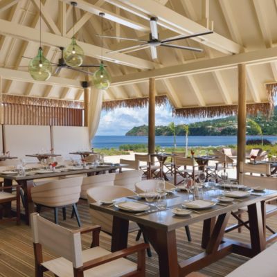 Relax in ocean breezes while you dine at Kwéyòl Beach Café.