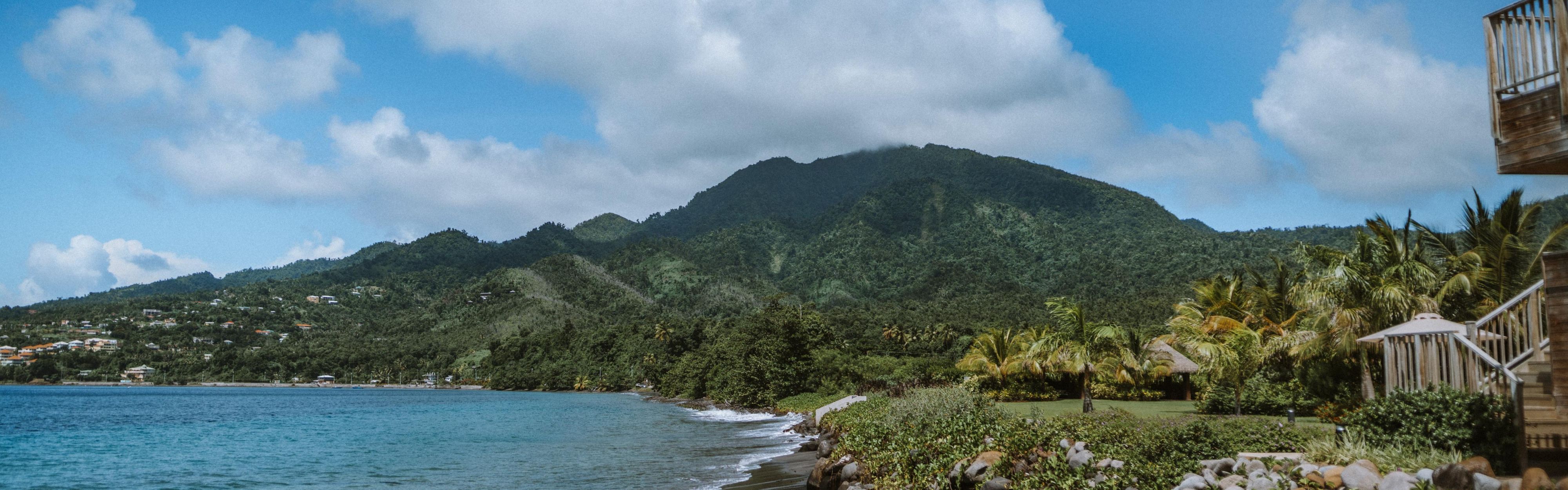 Black sand beach.