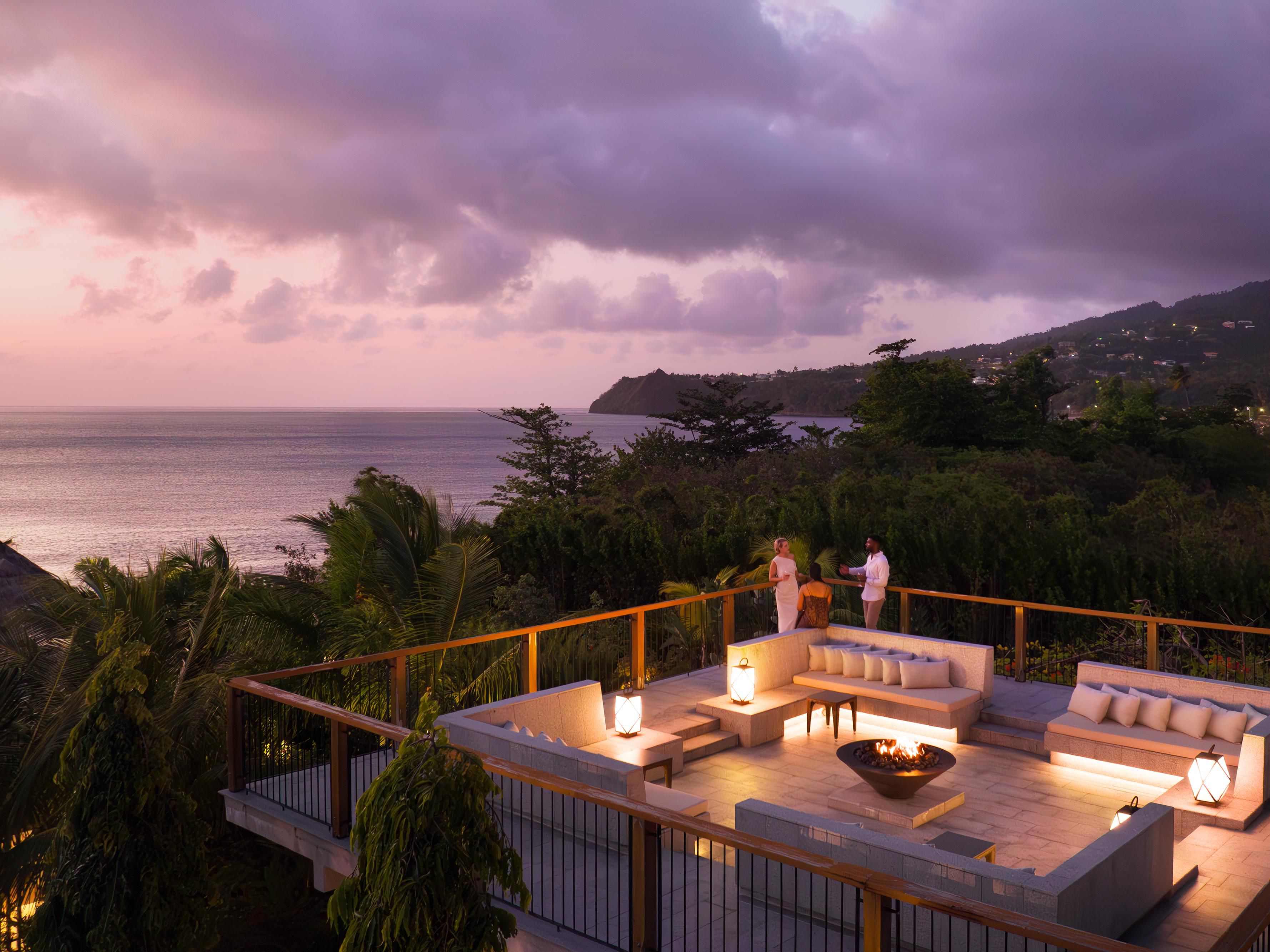 Watching the sunset and making a toast