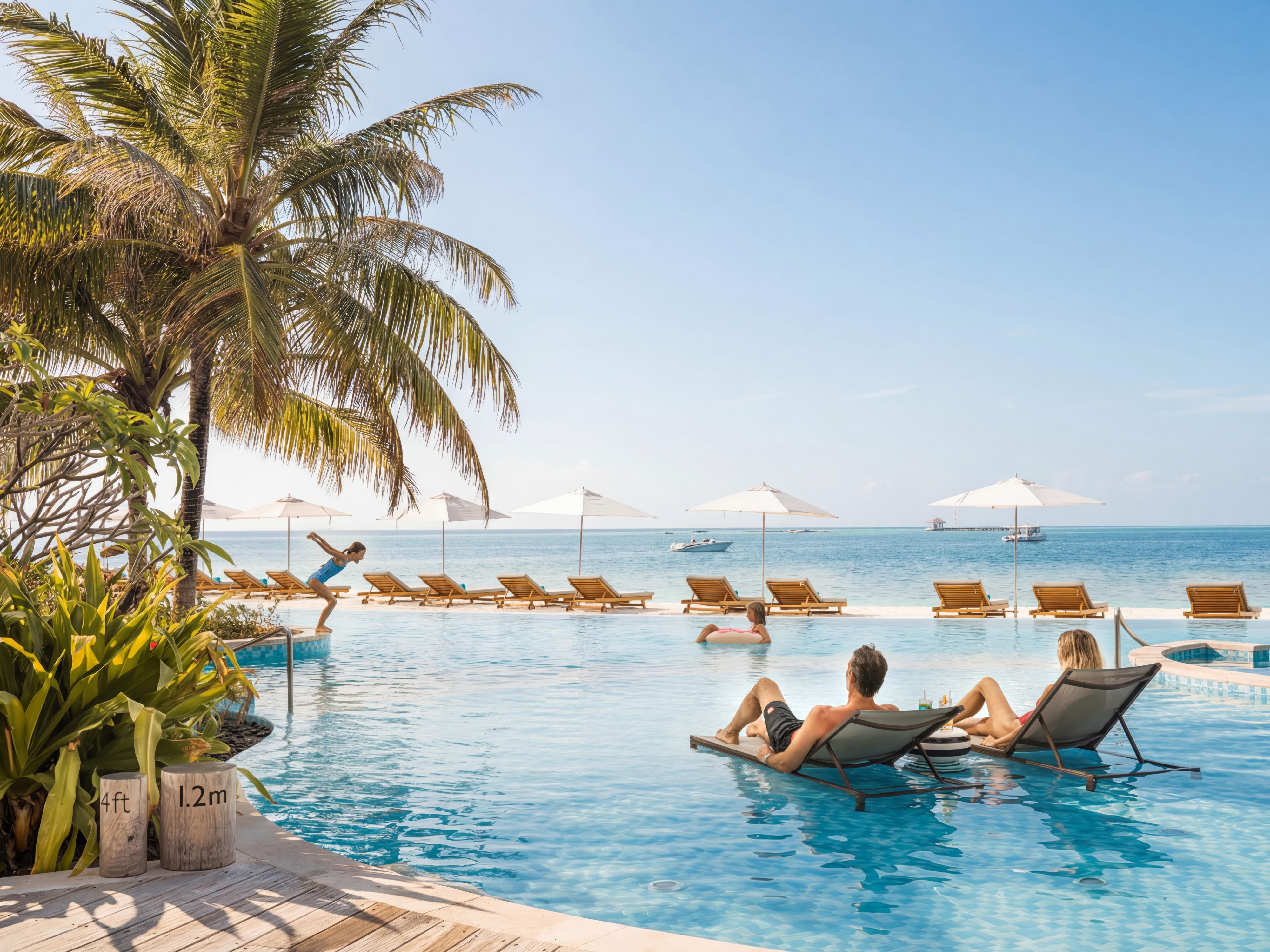 Guests Relaxing at The Main Pool at InterContinental Maldives