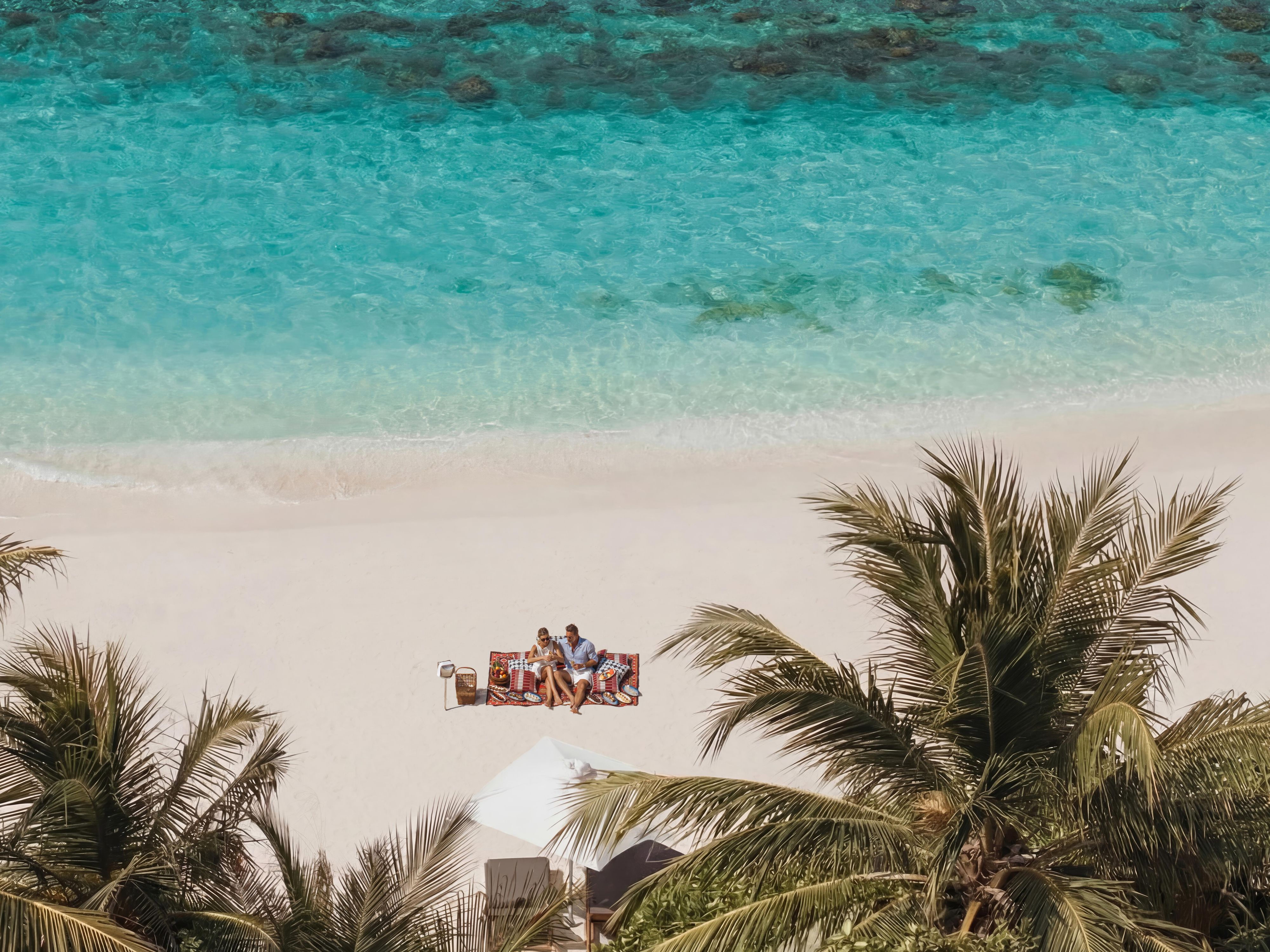 Aerial Beach Picnic Experience InterContinental Maldives