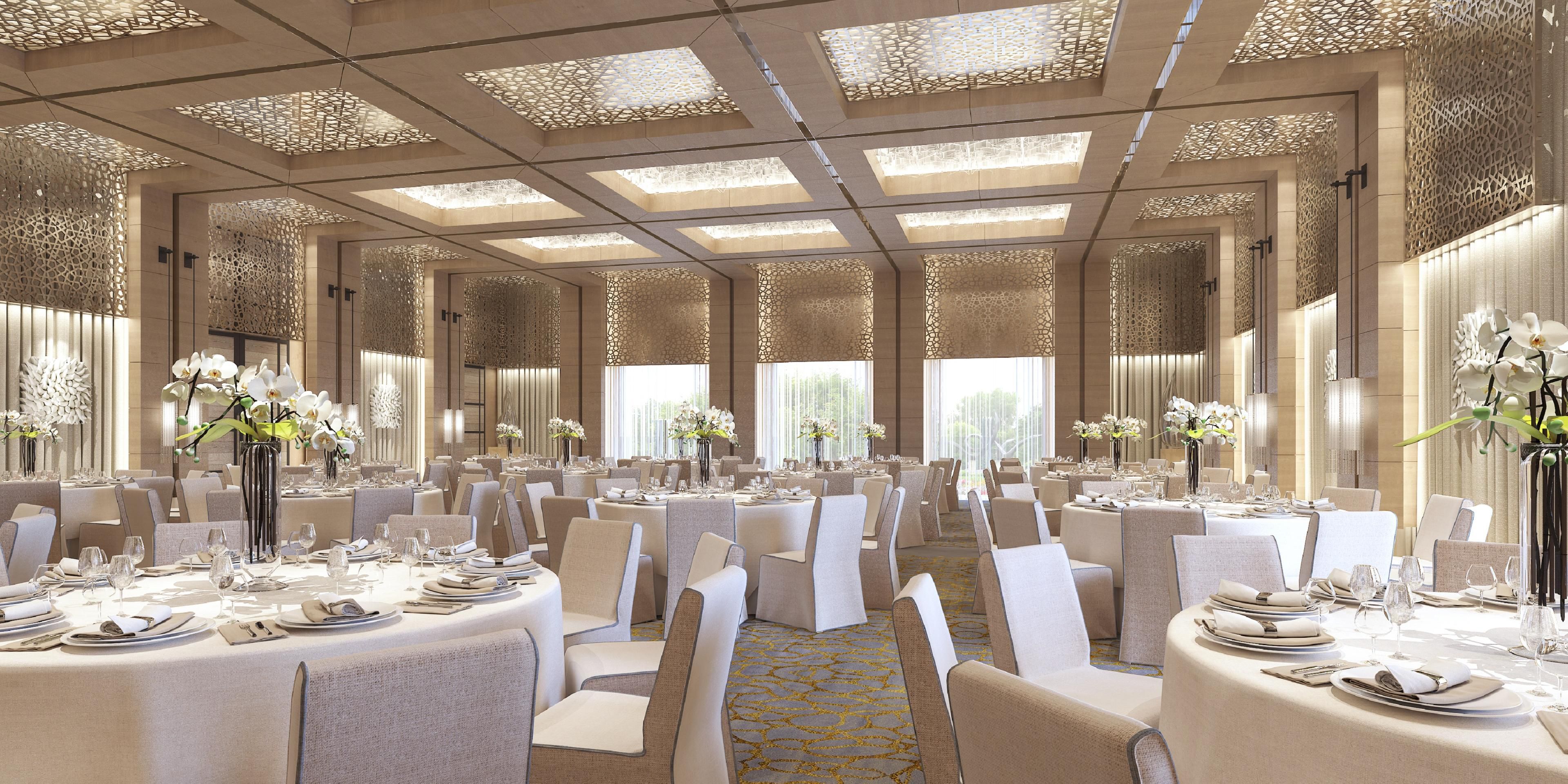 Filled with natural light and overlooking the glistening waters of the Arabian Gulf, our event spaces are the perfect location for your event. From intimate meetings to gala dinners and grand celebrations, our venues are designed to inspire, with a lavish ballroom, six flexible meeting rooms and two boardrooms.