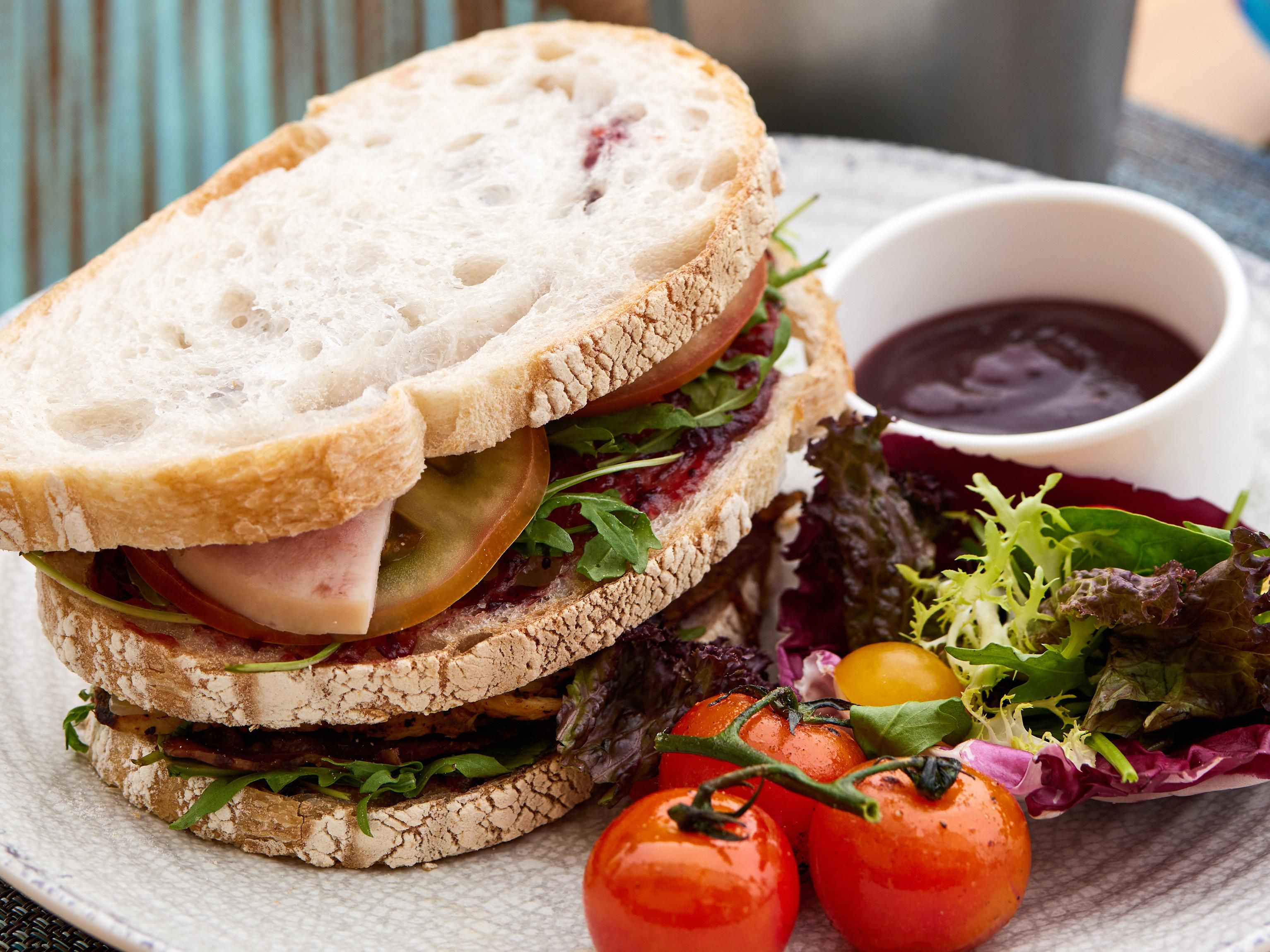 ShaSha Double Decker with cold cuts and cranberry sauce