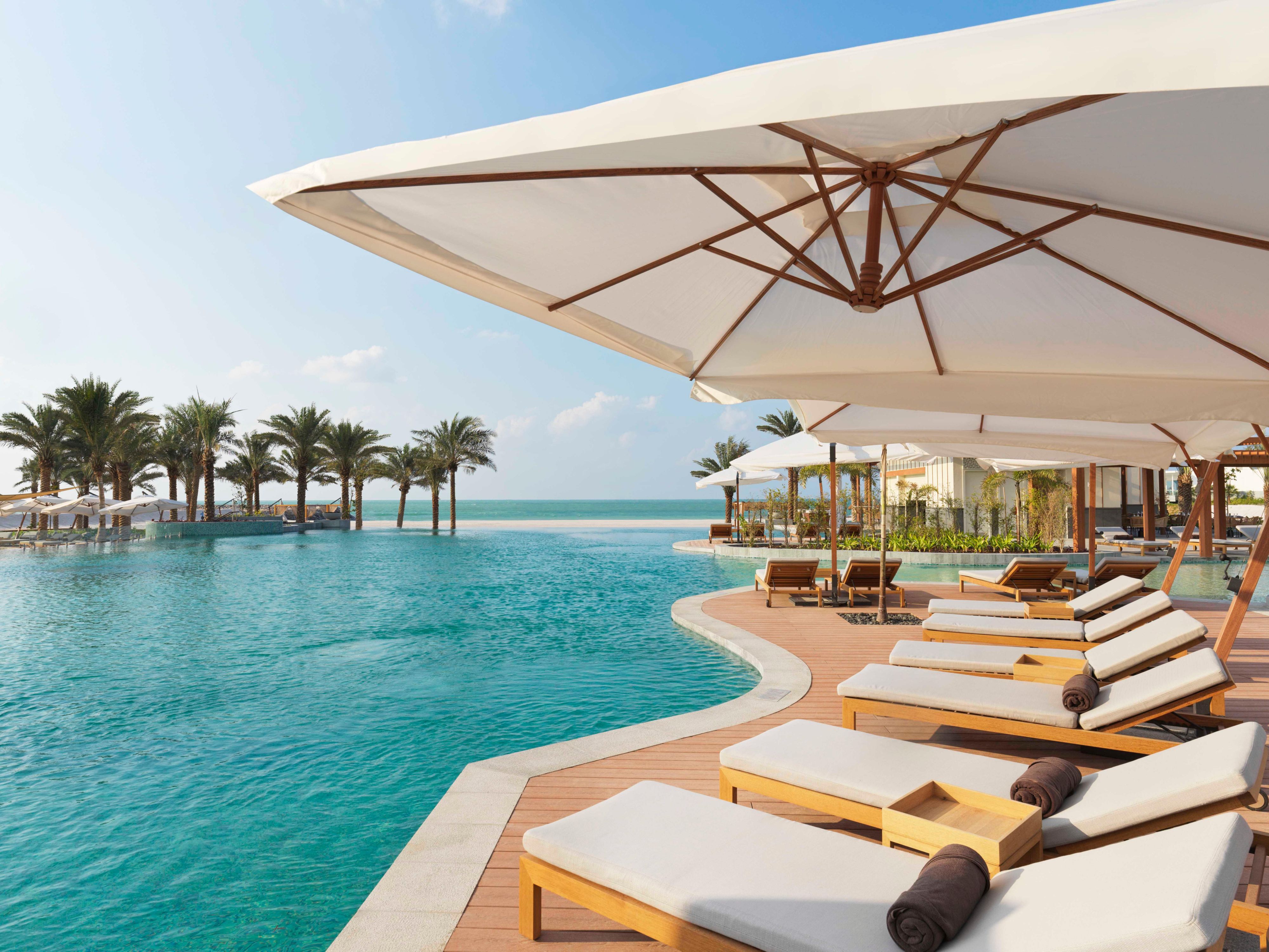 Main resort's pool offers an incredible views of Arabian Gulf 