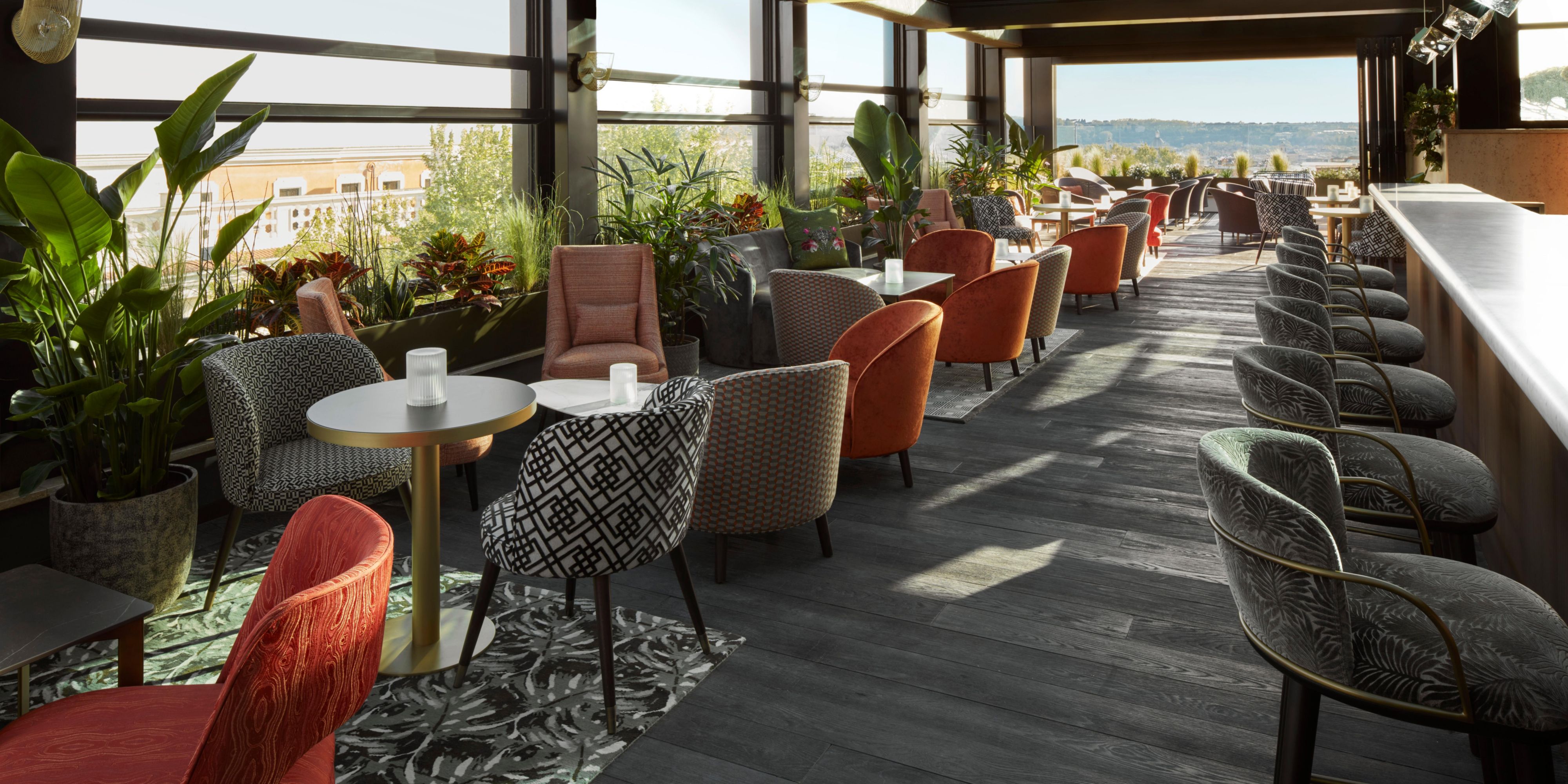 Experience breathtaking views from our rooftop oasis. Whether you're here for a romantic evening, a lively celebration, or a peaceful escape, our rooftop is the perfect setting to unwind and enjoy Rome's cityscape. The ambiance is unmatched, with live soft music playing as you watch the sunset or the stars twinkle above.