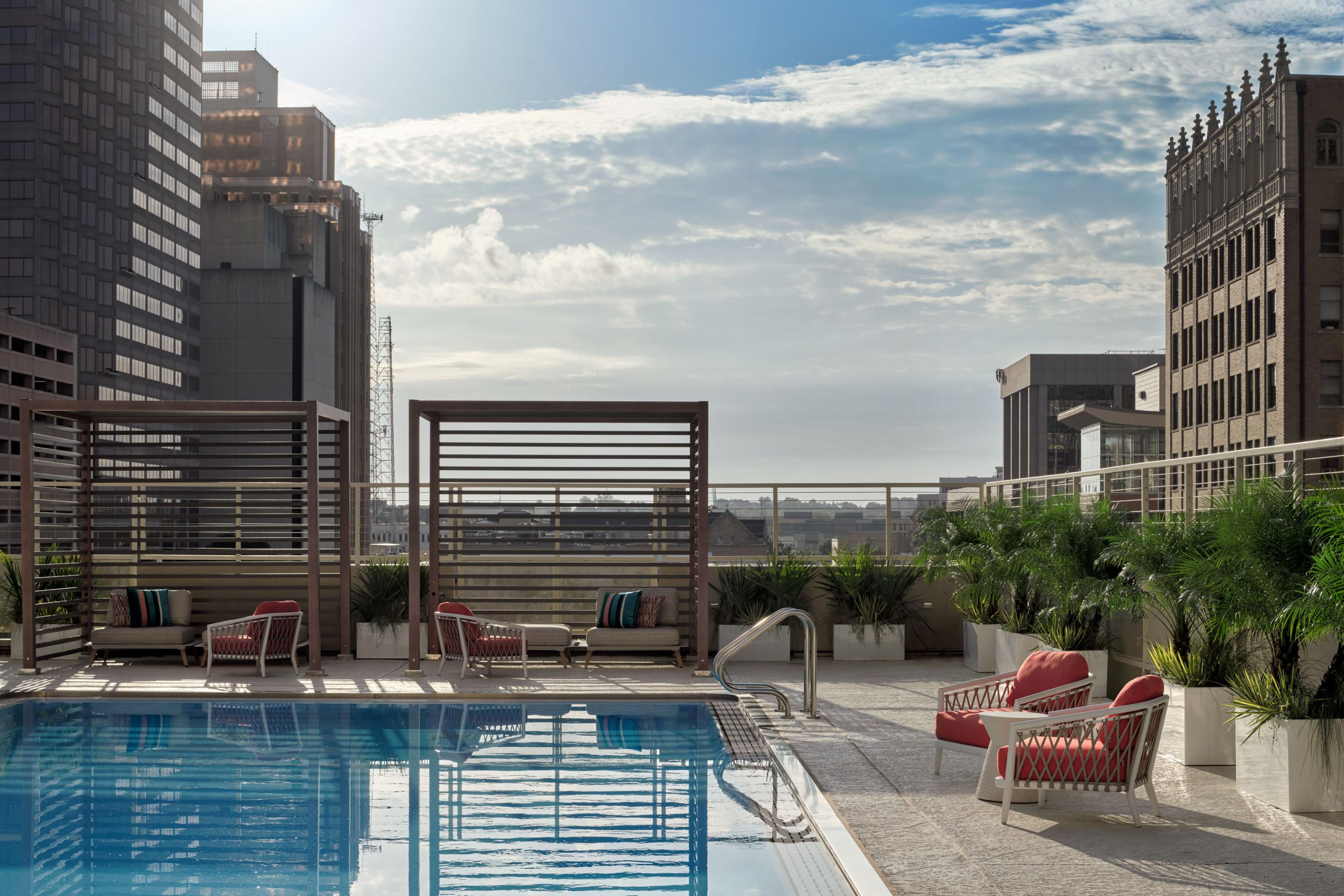 rooftop pool with cabanas