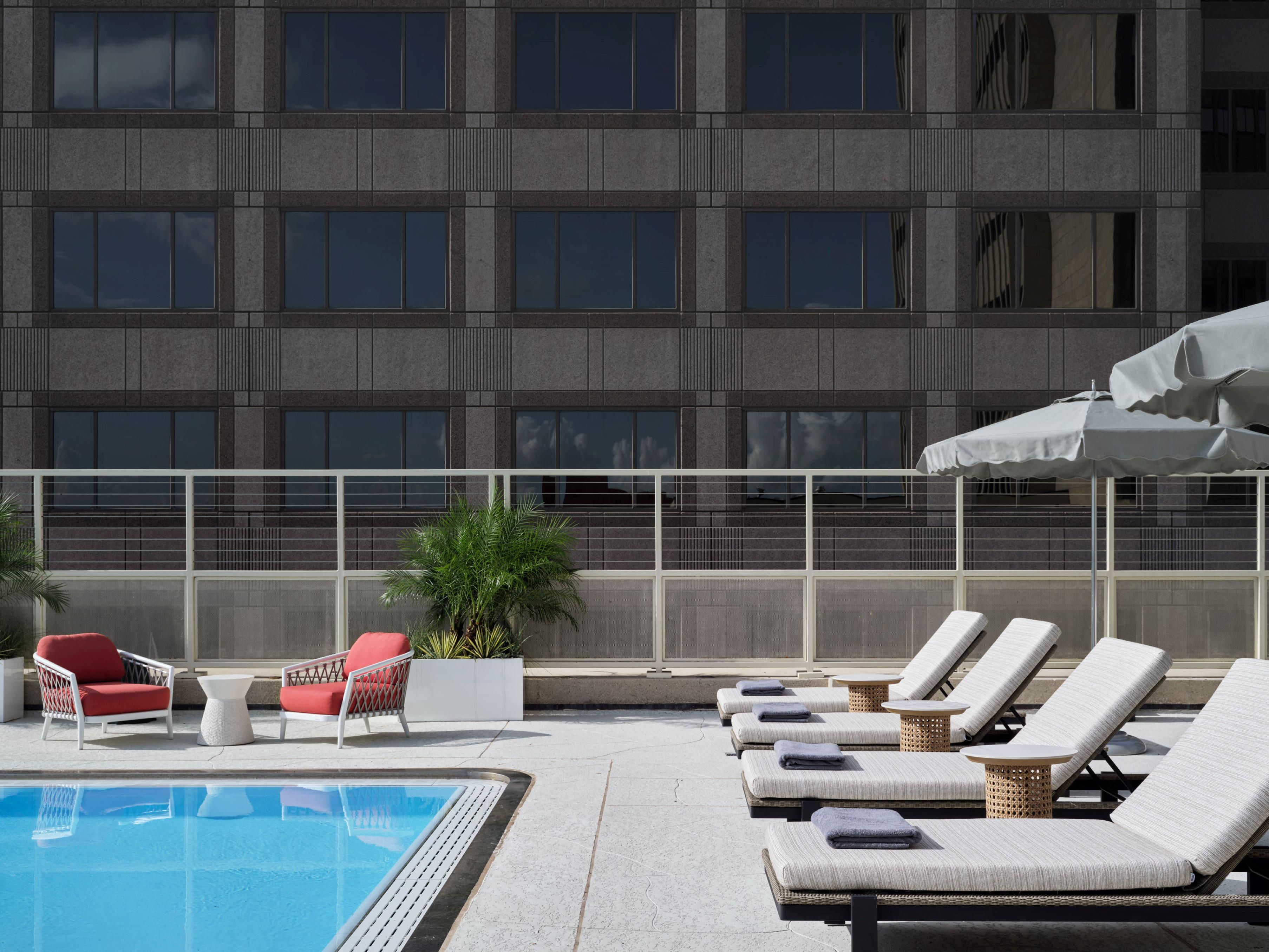 InterContinental San Antonio heated rooftop pool with cabanas