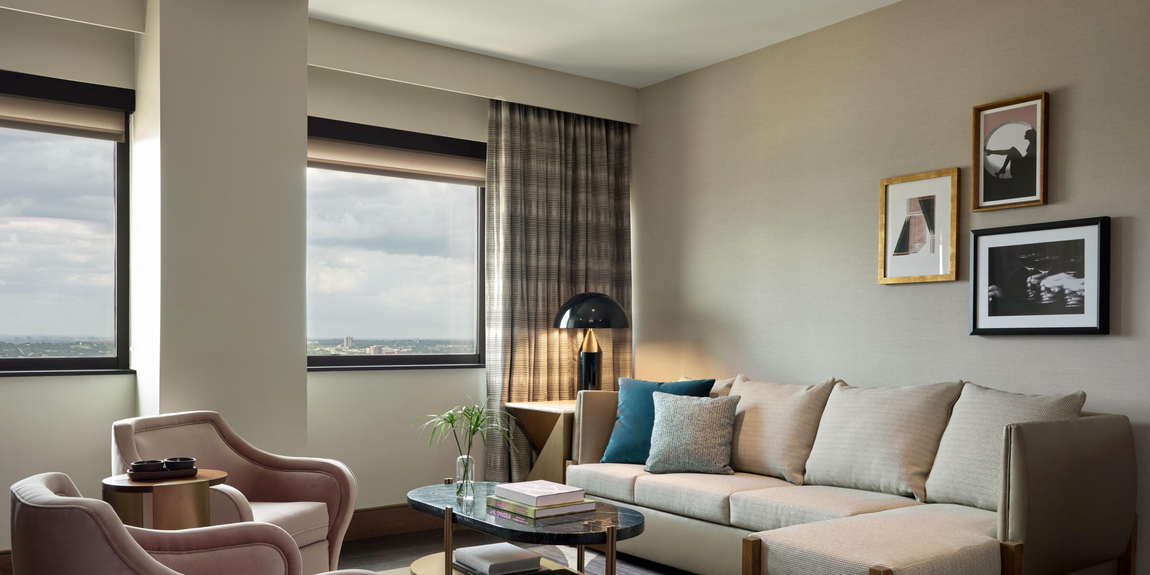 Open living spaces showcase San Antonio city vistas.