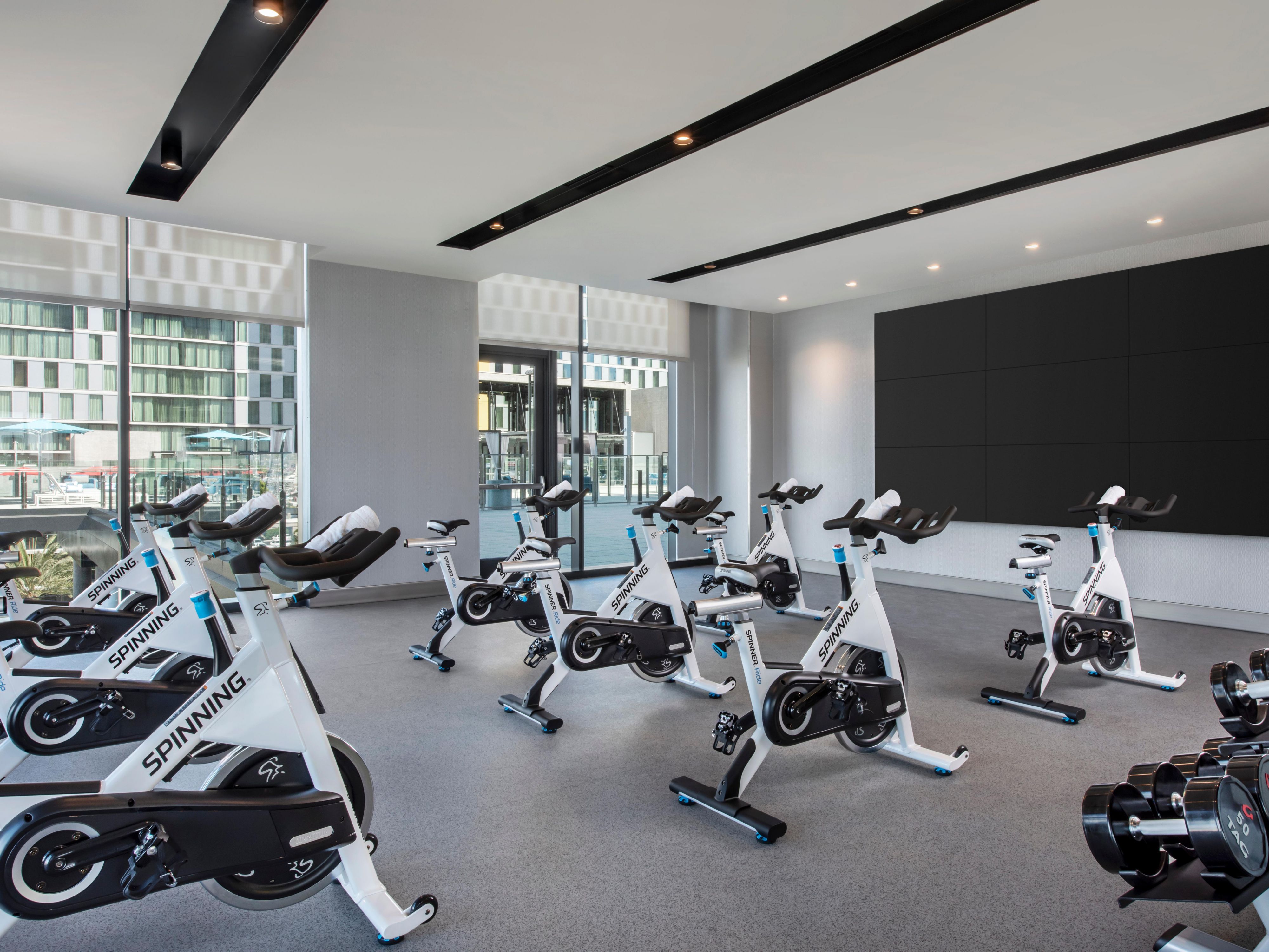 Spacious Spin room with On-Demand Fitness classes