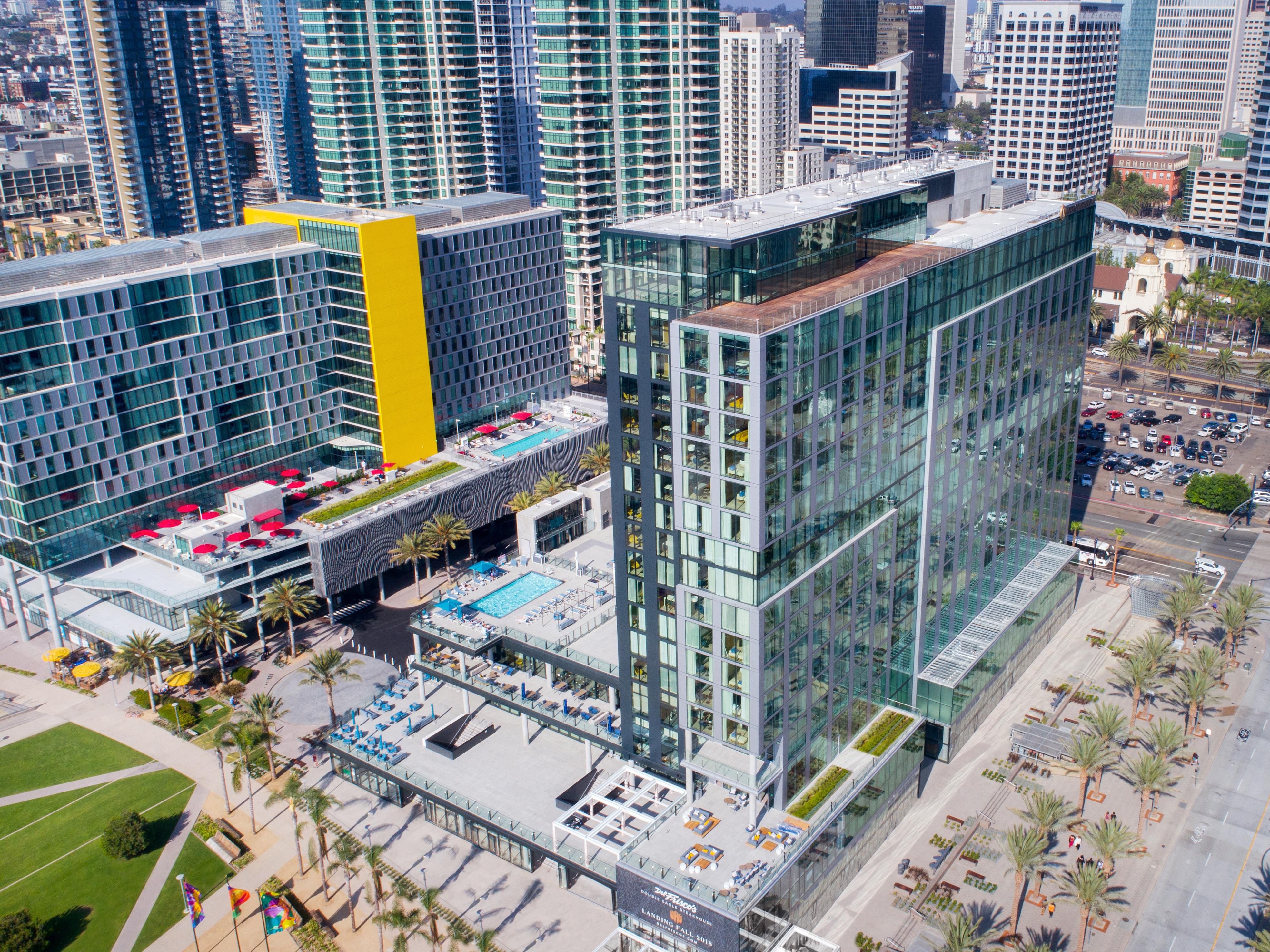Aerial Hotel Exterior from San Diego Bay view