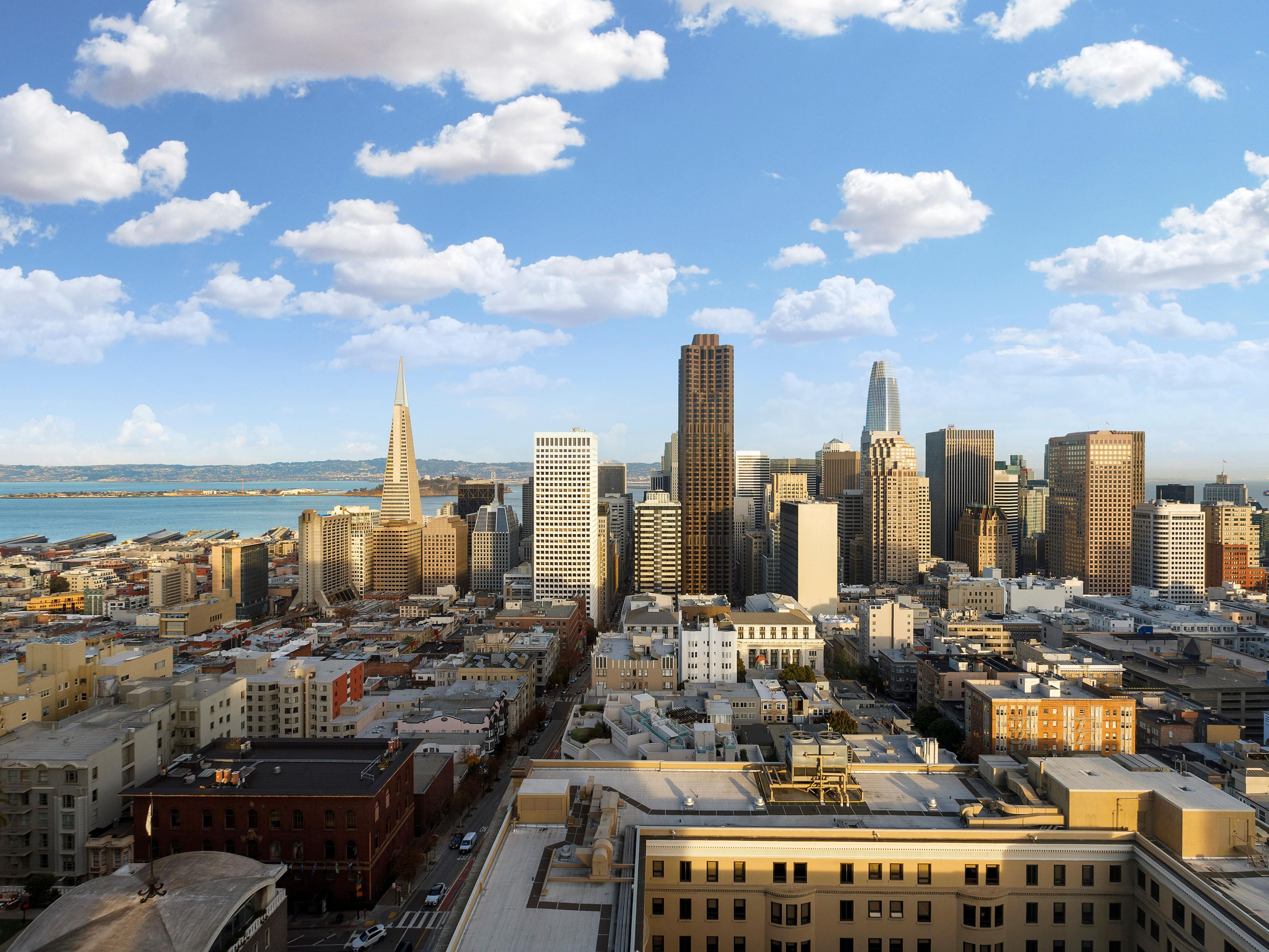City and Bay views.