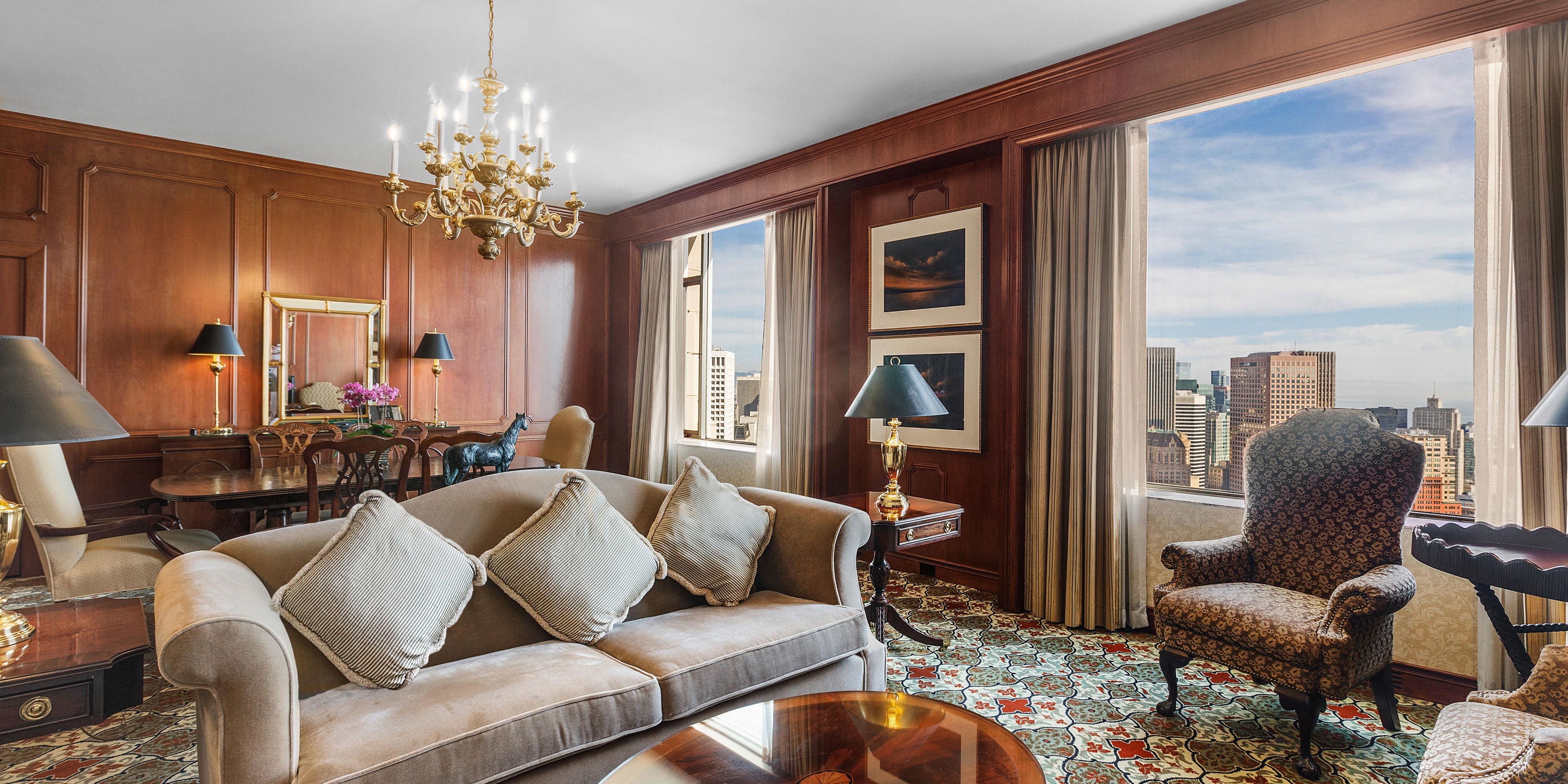 Parlor and dining area of the Presidential Suite.