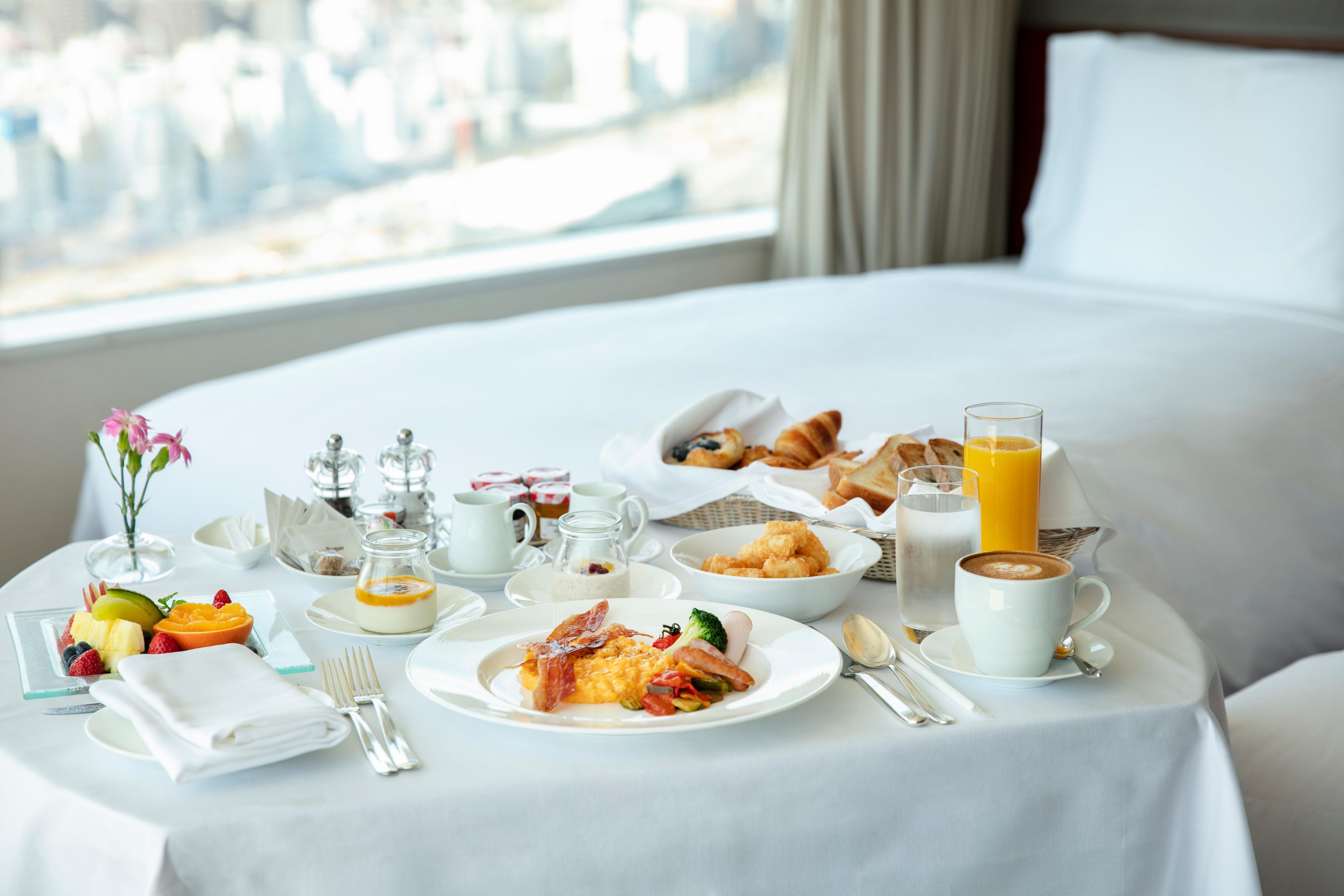 outdoor pool with cabanas 