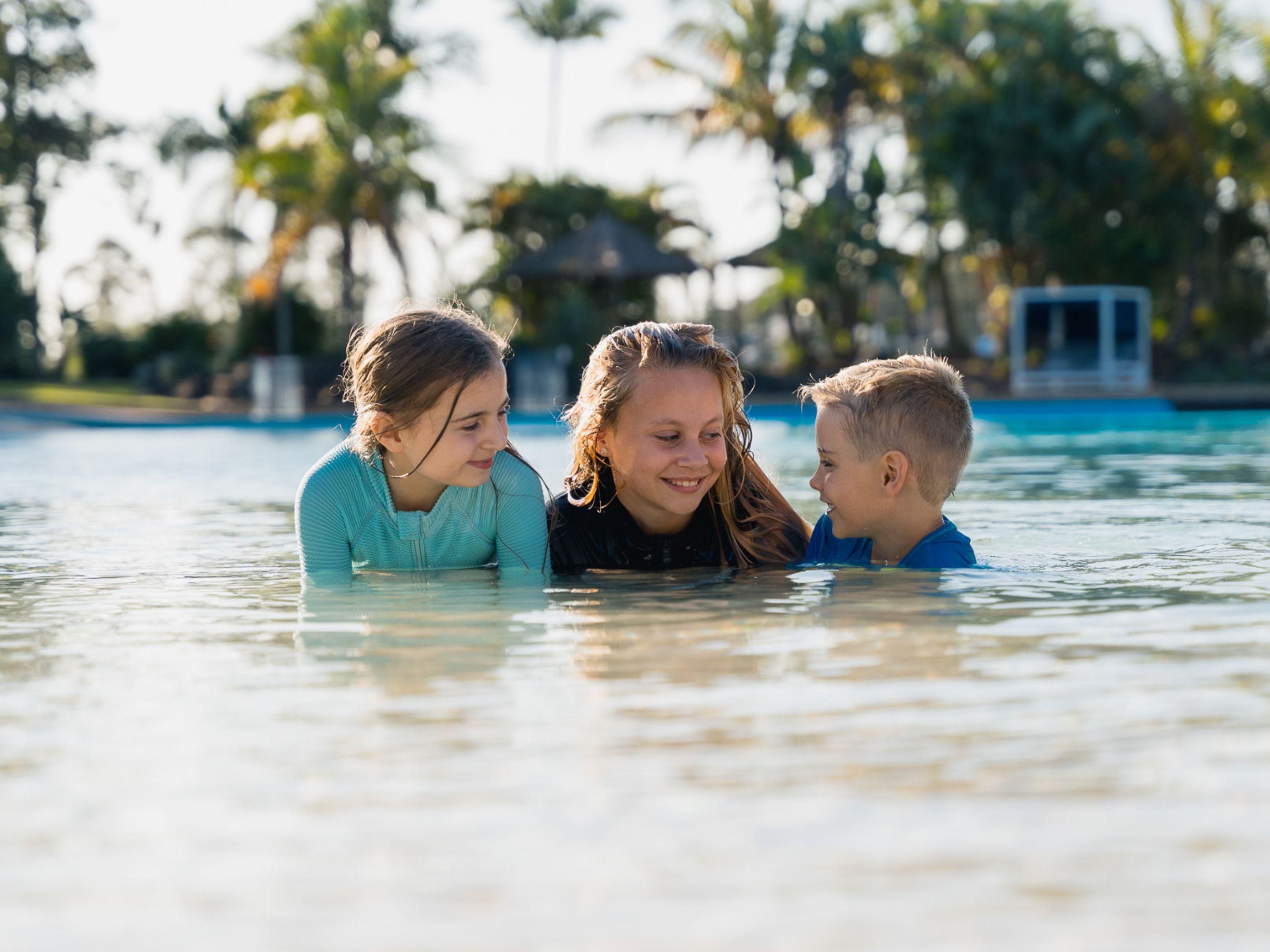 Children at the lagoon beach