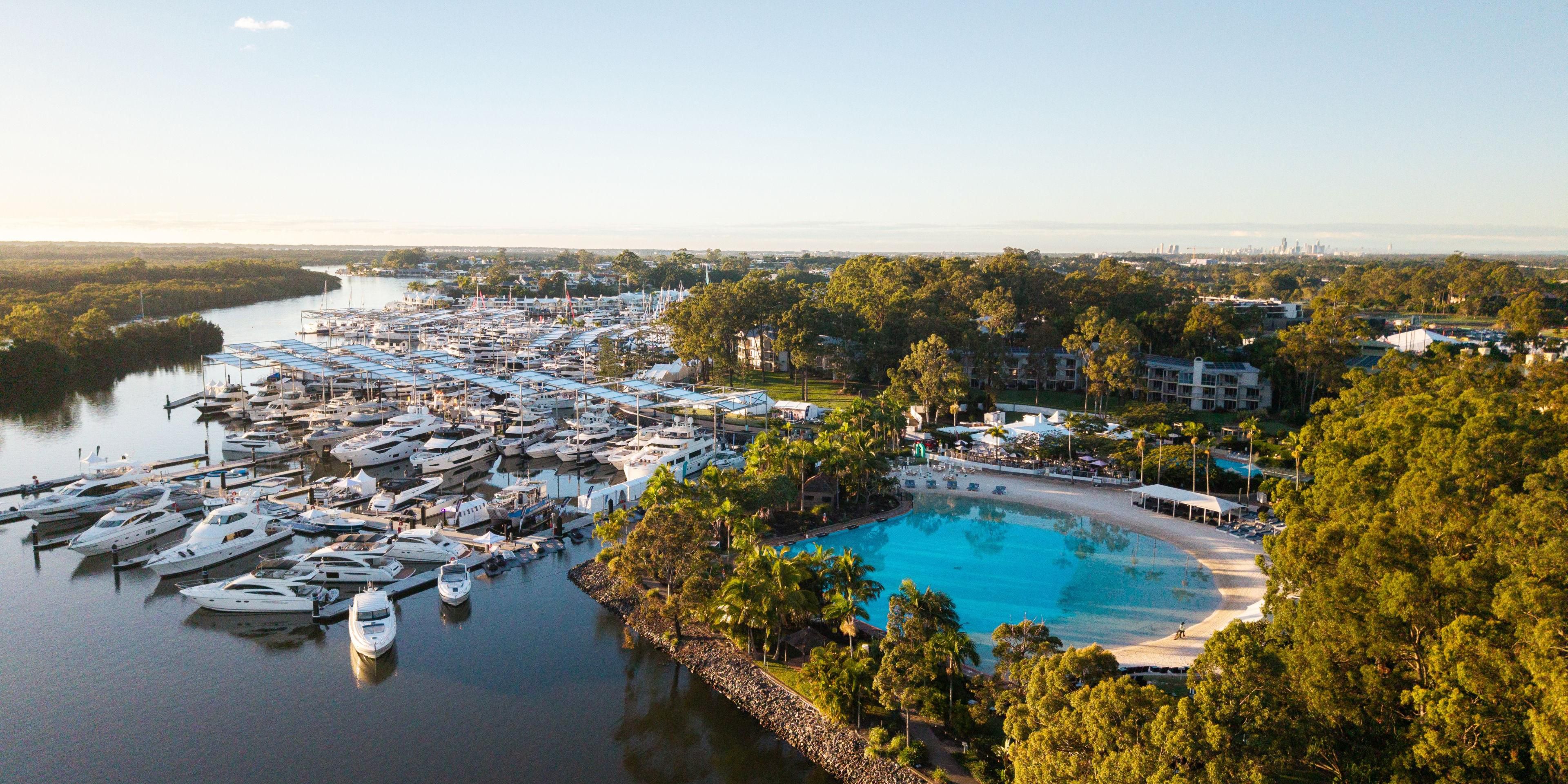 Aerial view of the Resort and Sanctuary Cove marina