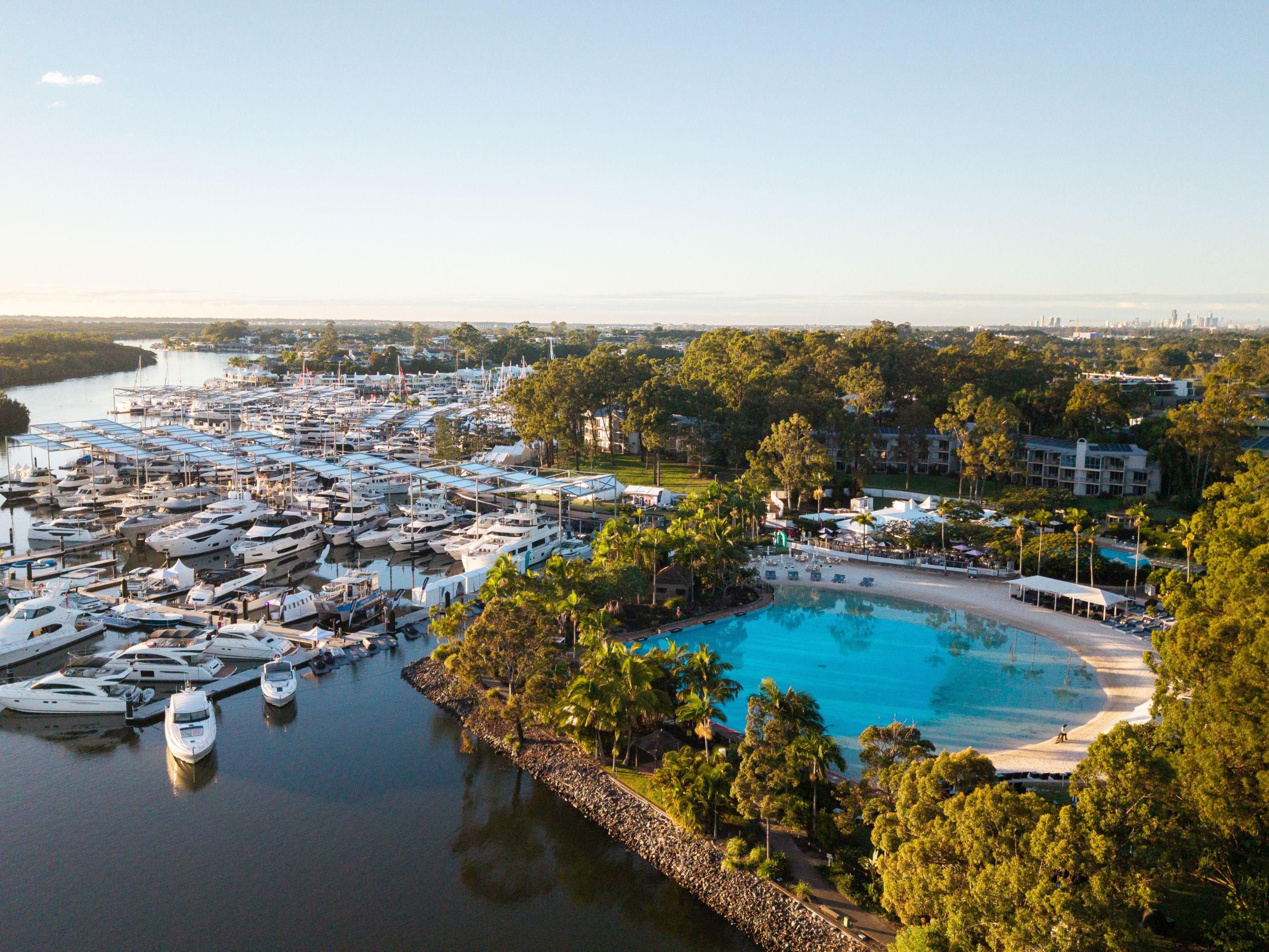 Aerial view of the Resort and Sanctuary Cove marina