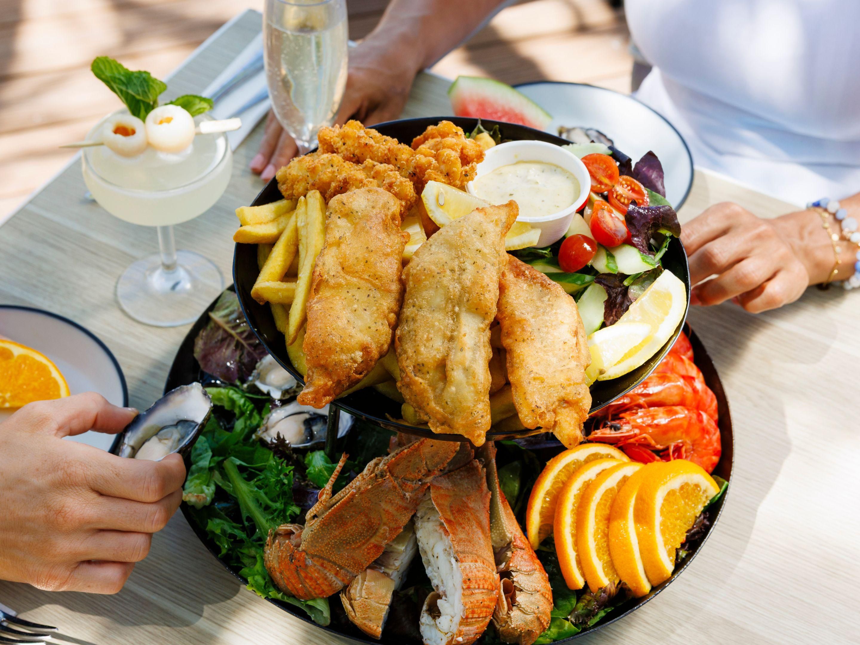 Seafood platter available at Lagoon Beach Club