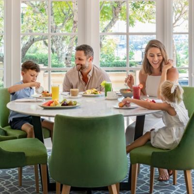 Family having breakfast at Cove Cafe