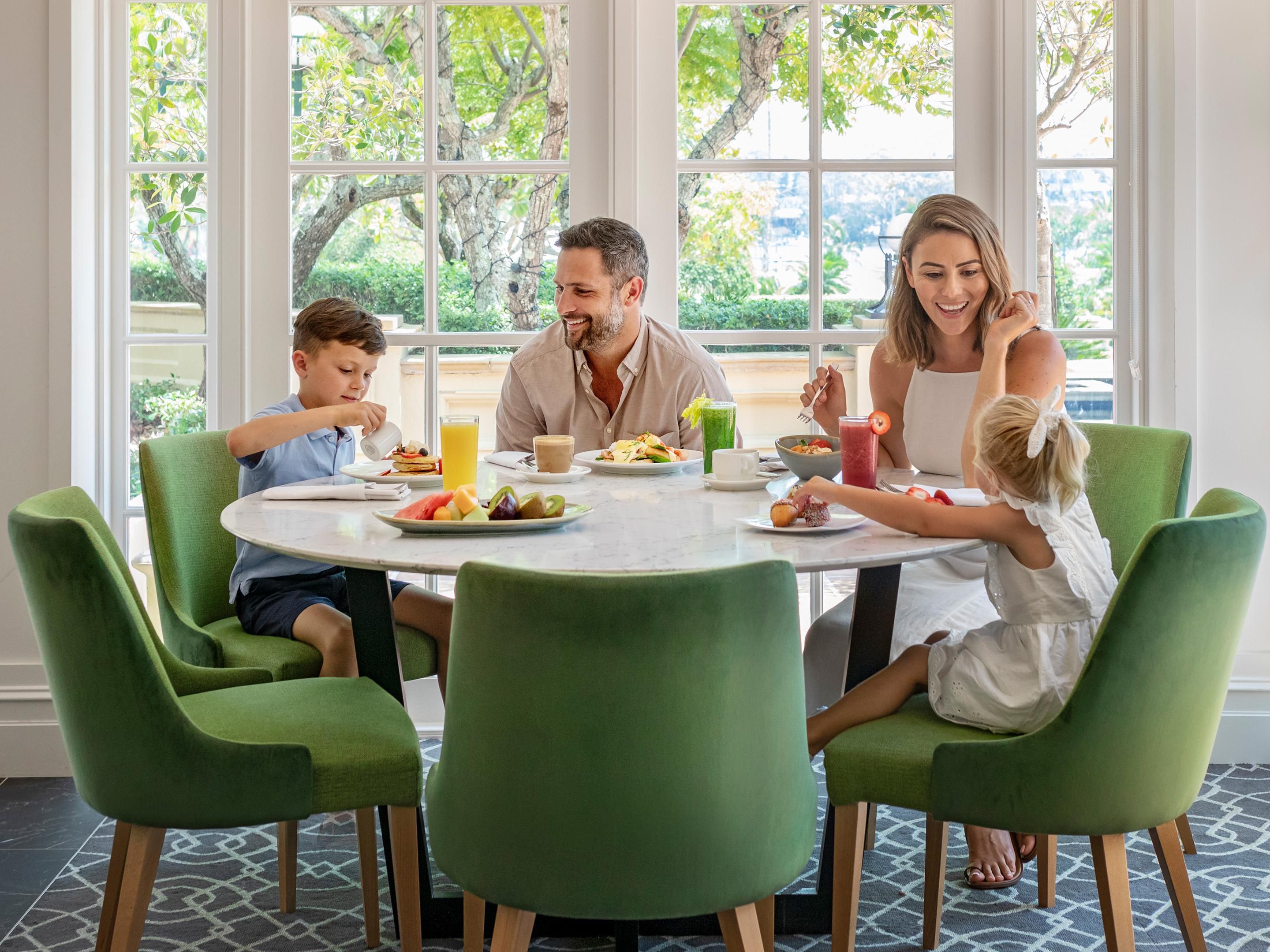 Family having breakfast at Cove Cafe