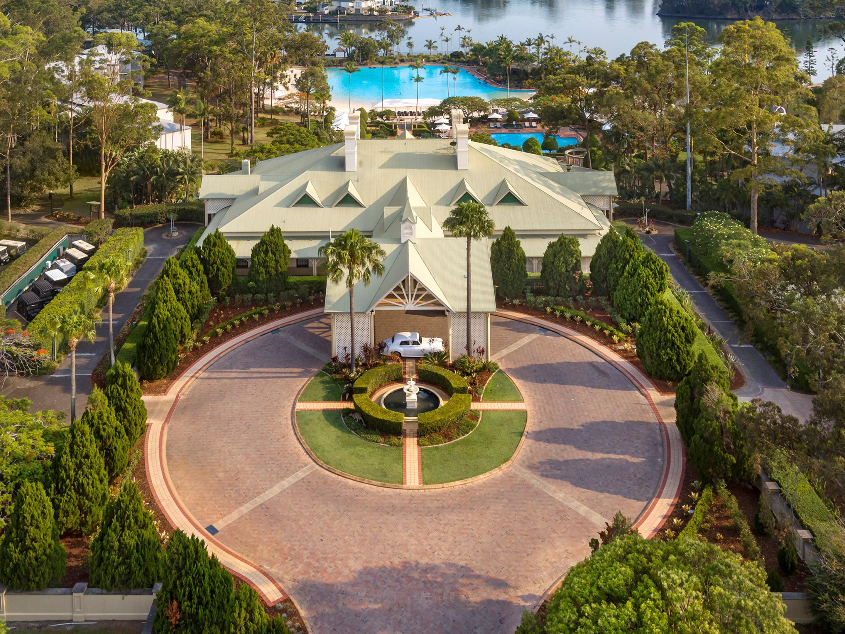 InterContinental Sanctuary Cove Resort Entrance - aerial