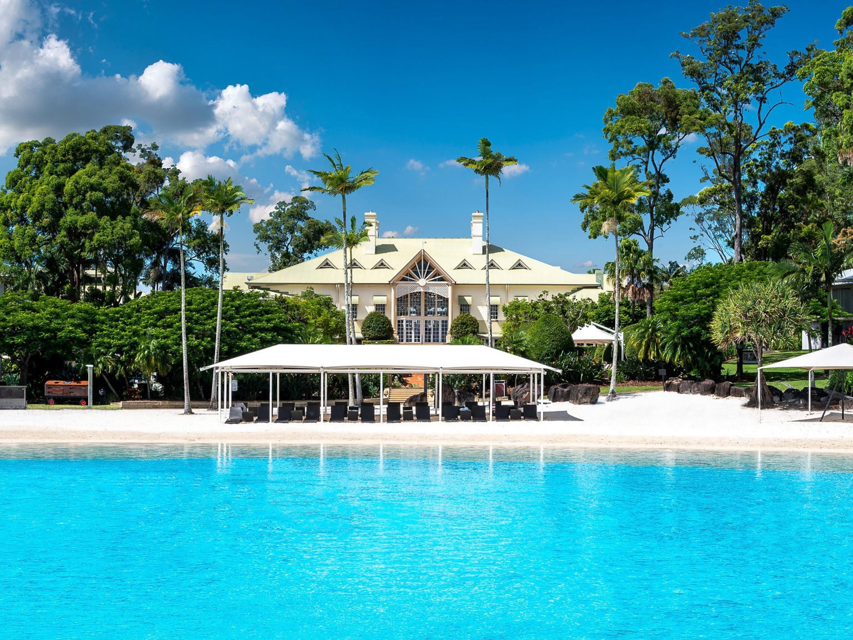 Pristine waters of our one-acre lagoon beach
