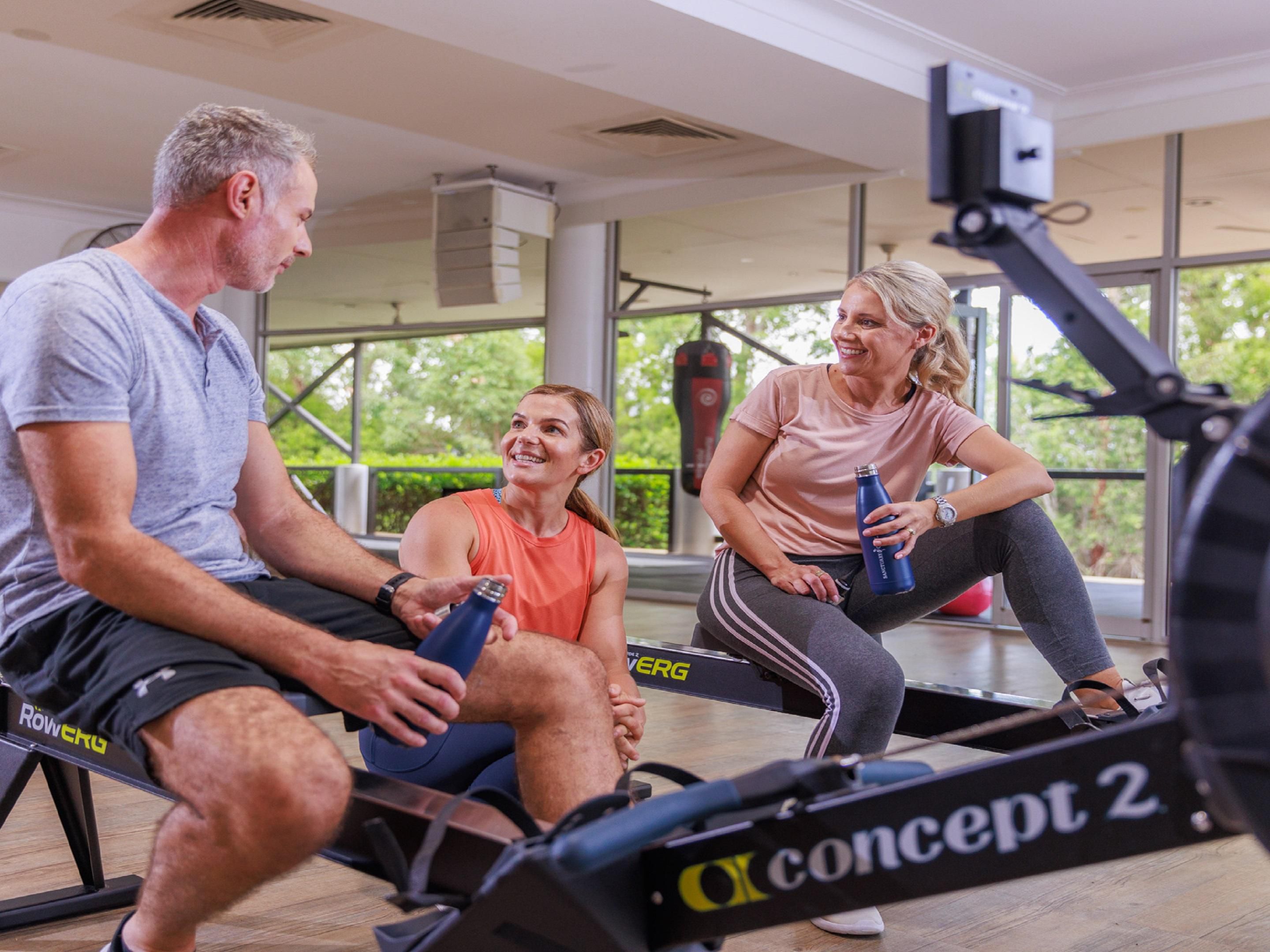 Enjoying the state of the art fitness equipment