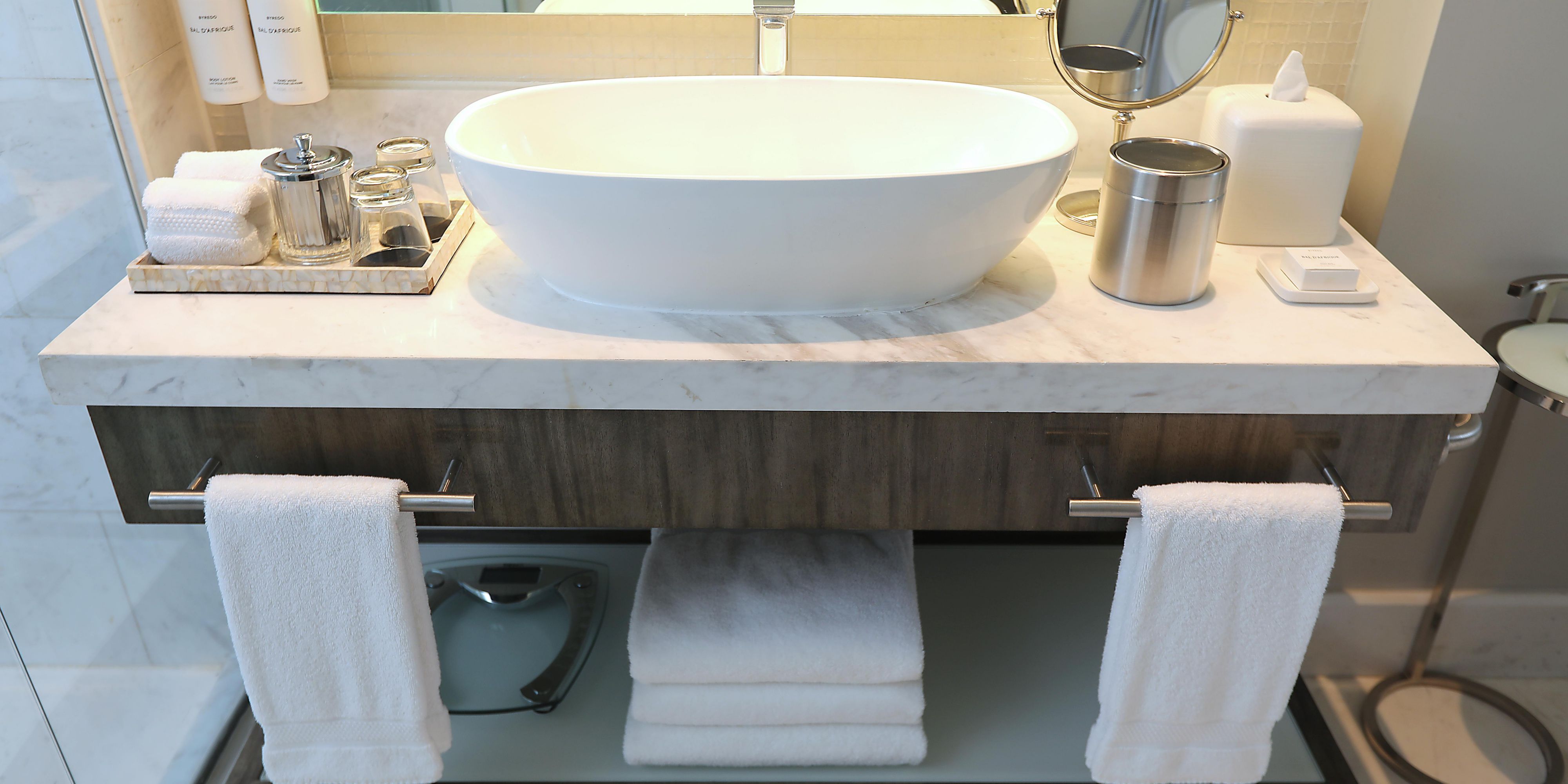 Relax in our clean & cozy guest bathroom.