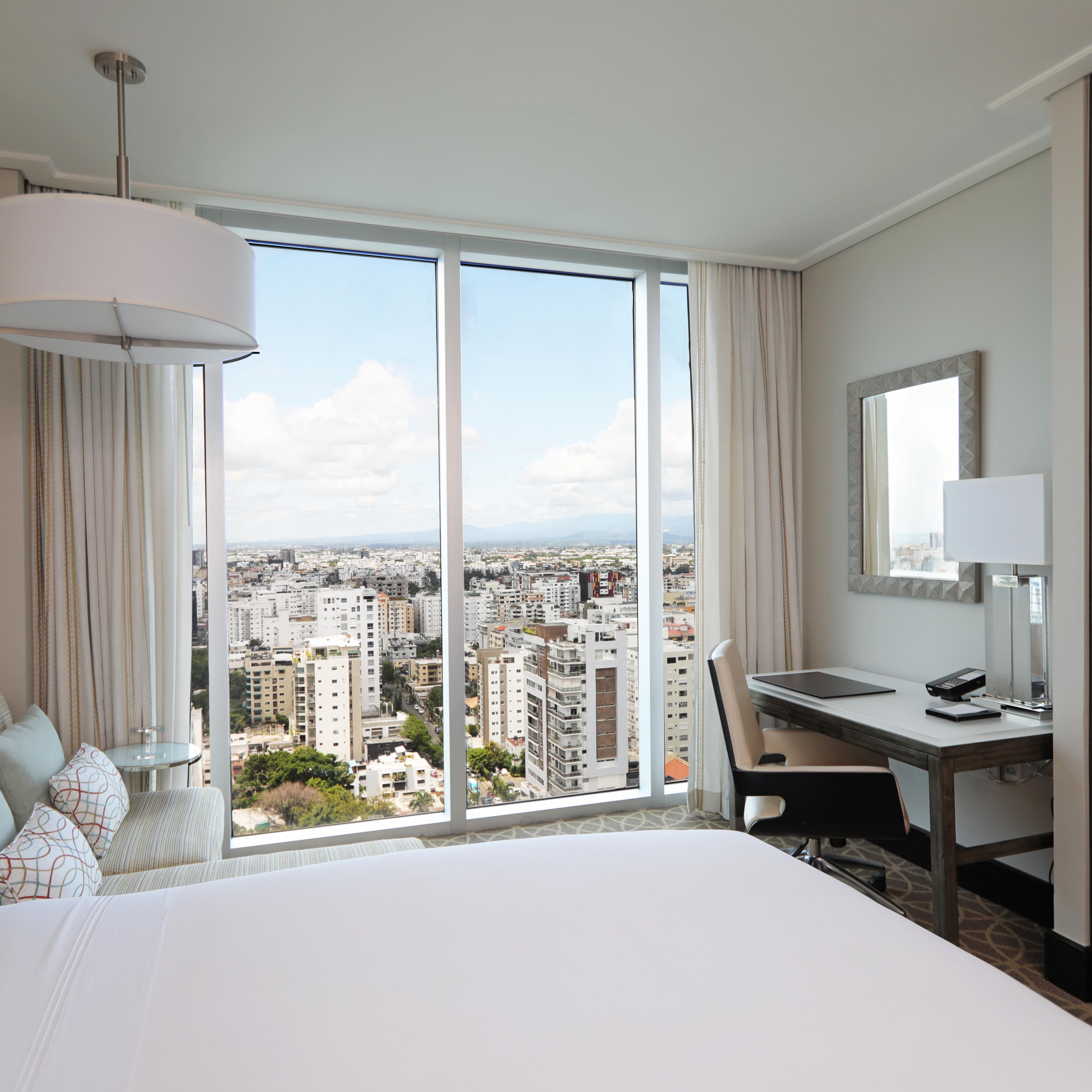 hotel room with city view