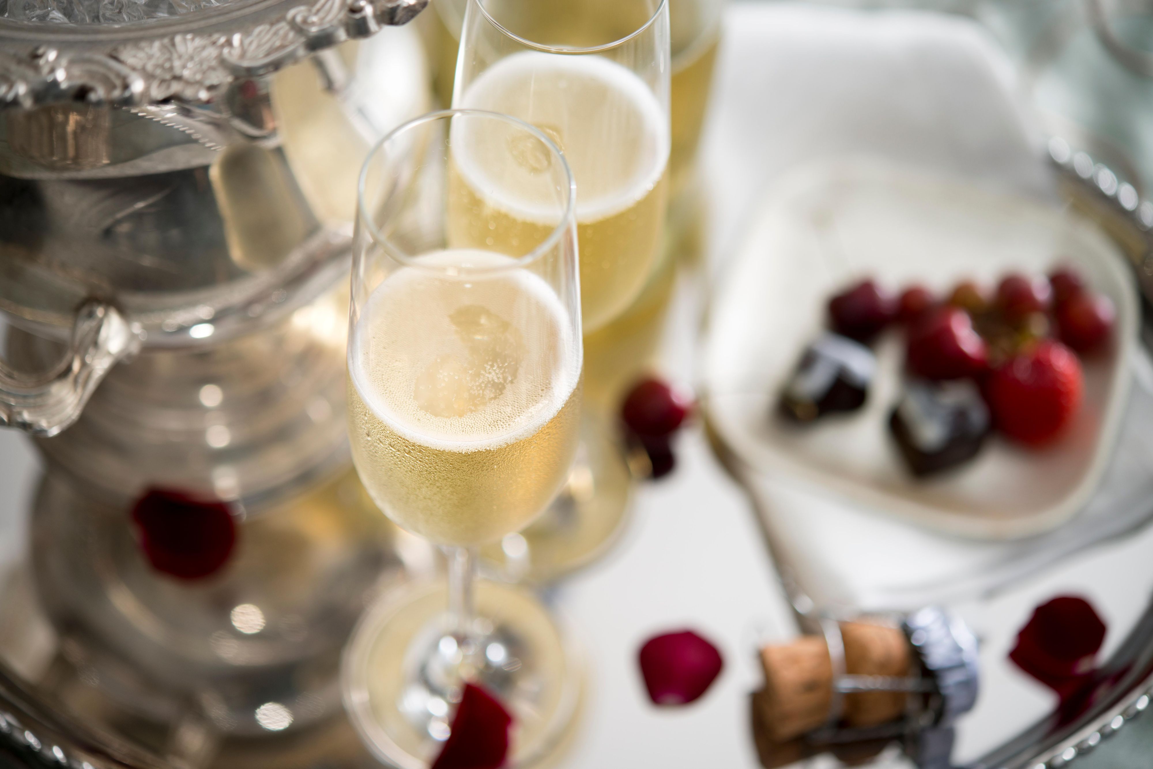 Champagne glass with appetizers 