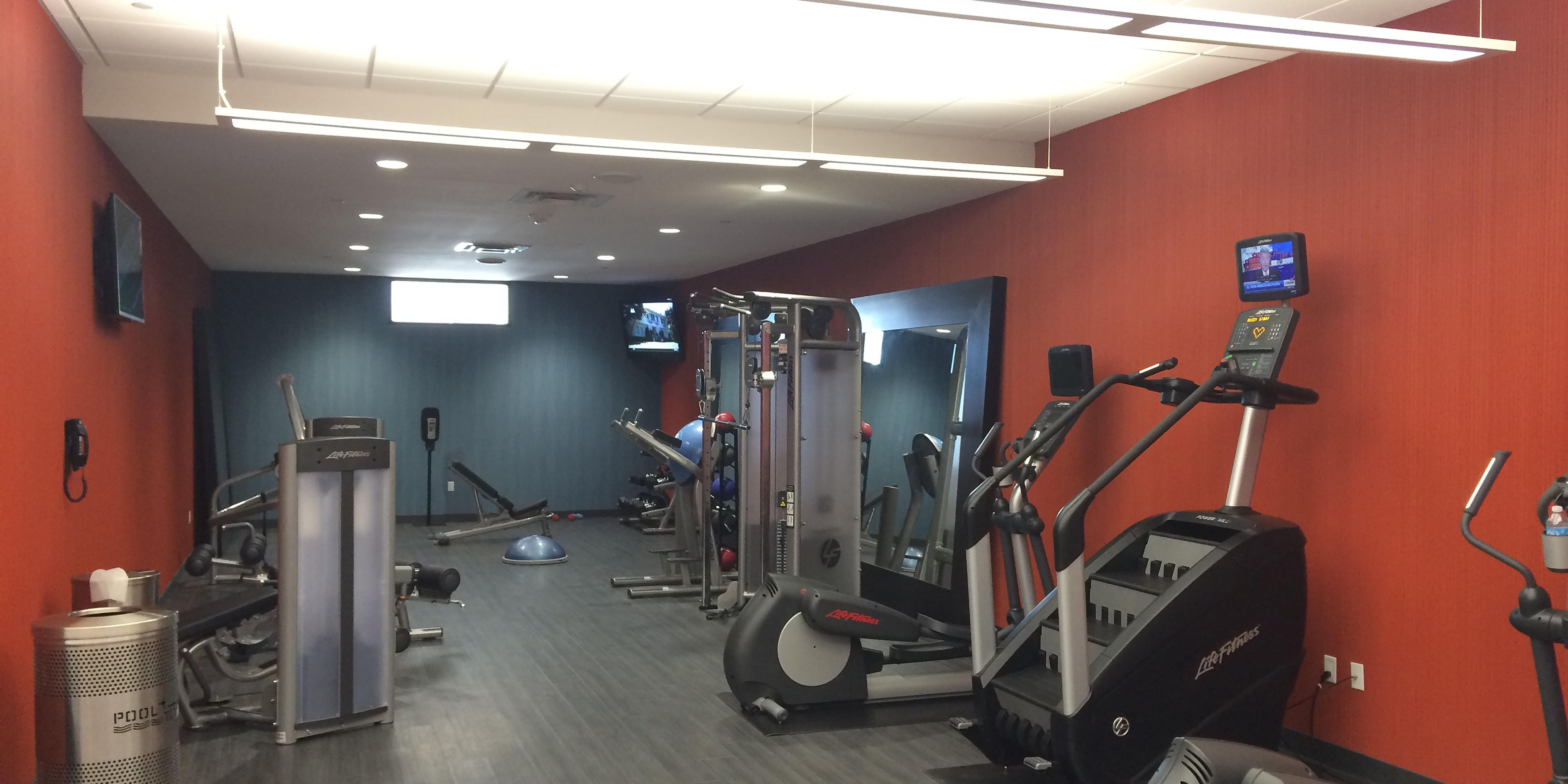 Fitness Center features LifeFitness equipment and free weights