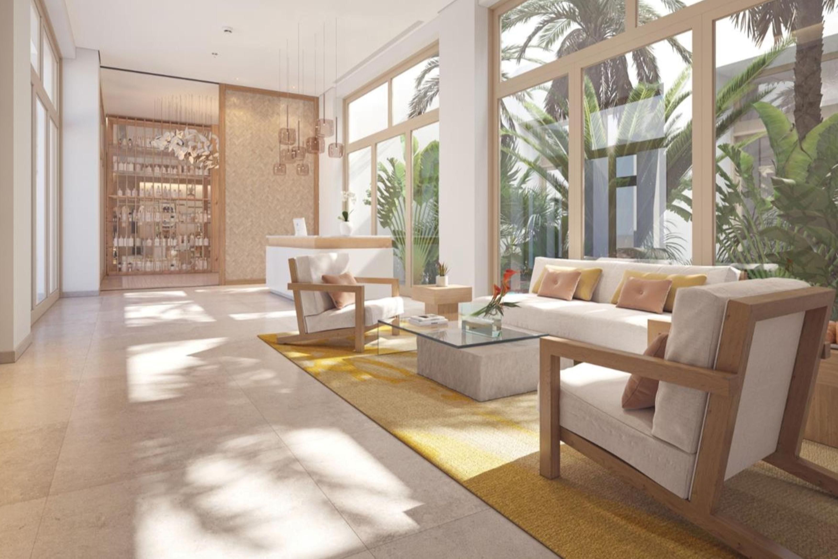 open layout tranquil spa lobby
