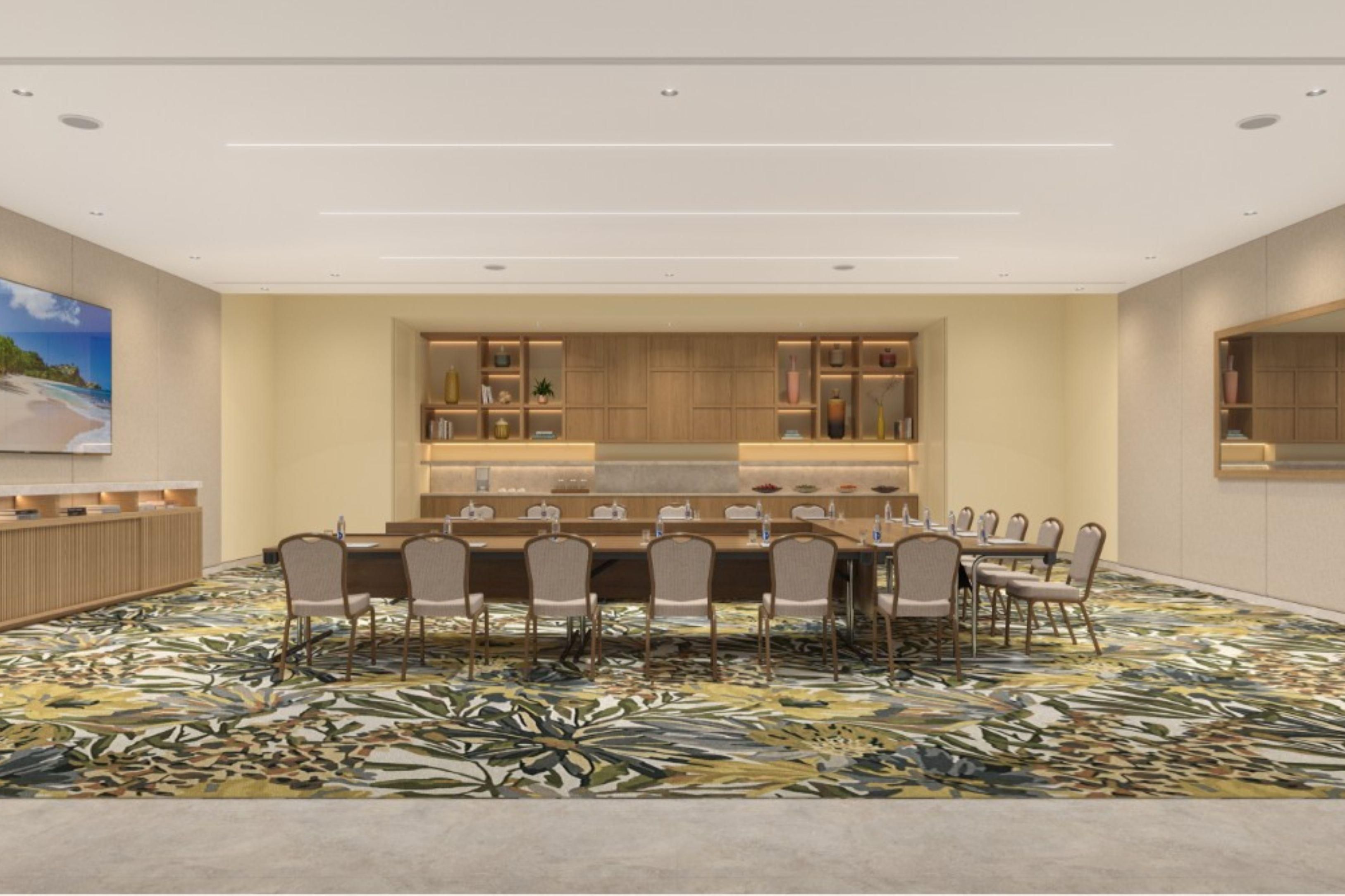 Elegant Royal Palm meeting room with U-shaped conference table.