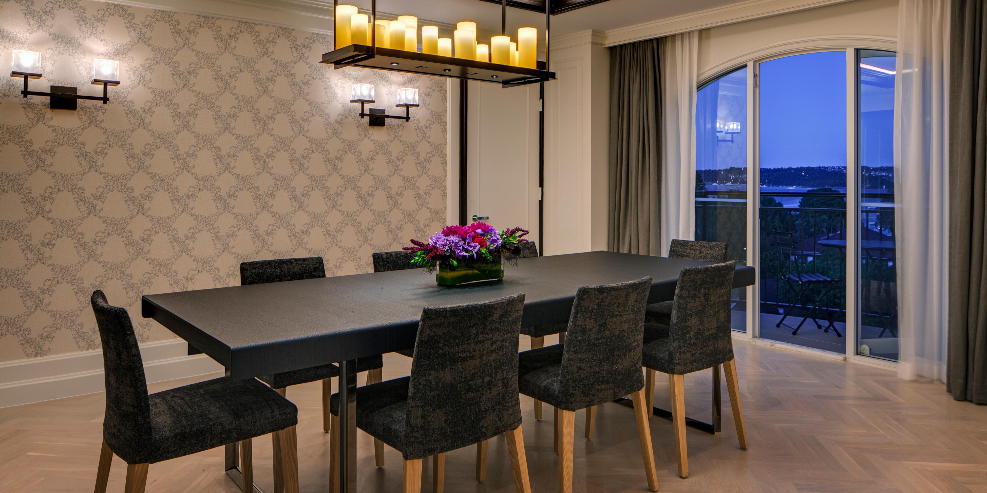Dining area with seating in the Royal Suite