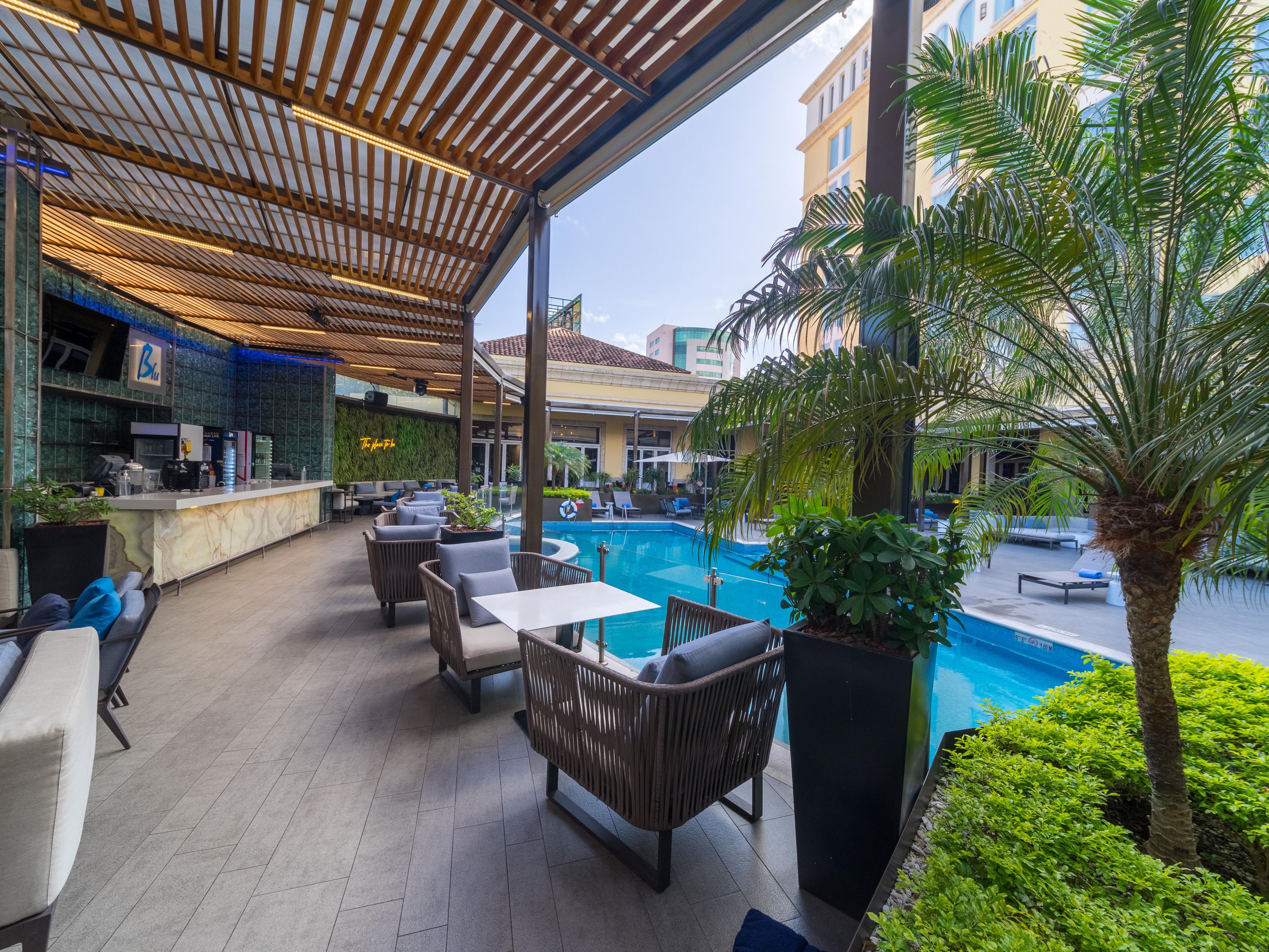 Our Blu Bar offers a cozy and friendly atmosphere.