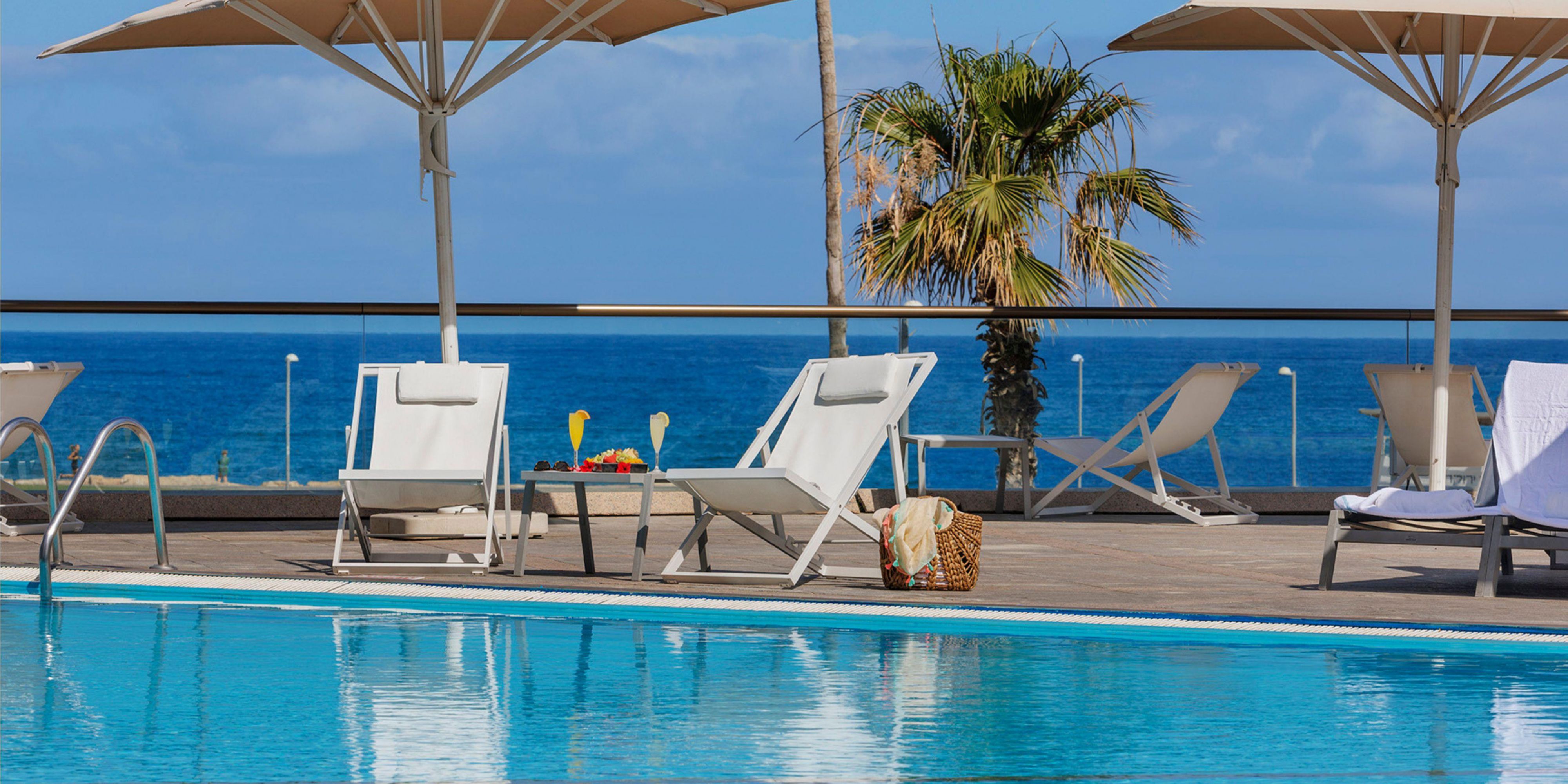 Lounge by our sparkling pool with stunning Mediterranean views. Whether you’re basking in quiet time or diving into family fun, our pool is the perfect place to enjoy a breath of fresh air, a light snack or a cocktail from the MAYIM pool bar. Our kids’ pool offers a shaded and secure play area for your little ones. Our pool is open seasonally.