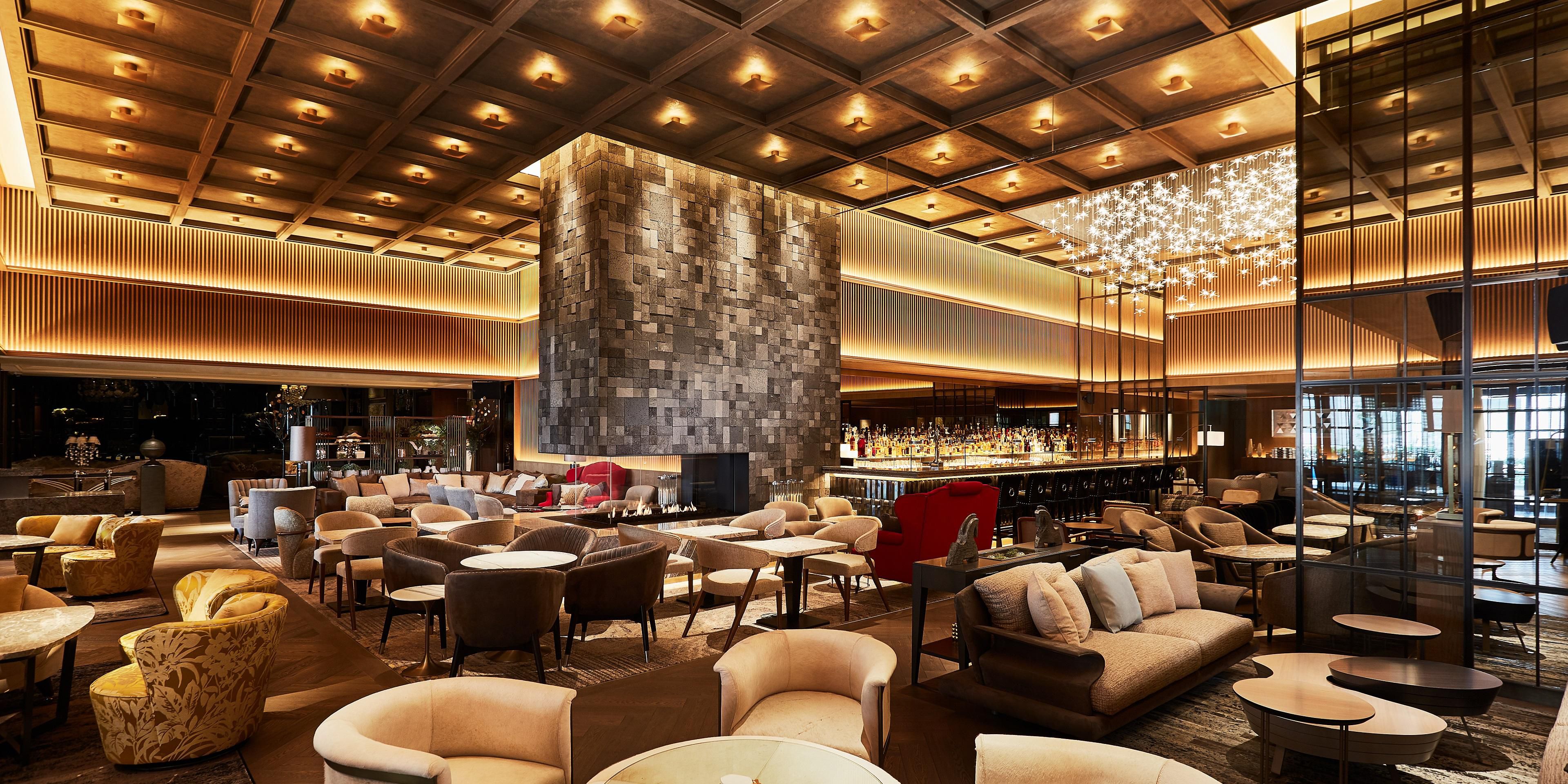 Experience Hudson Lounge, a luxurious expansive lounge and bar newly opened in the main lobby. Surrounded by the warmth of a built-in fireplace, you'll enjoy a full bar counter, a library corner, and two separate private rooms that can also be used for dinners, meetings, and parties.