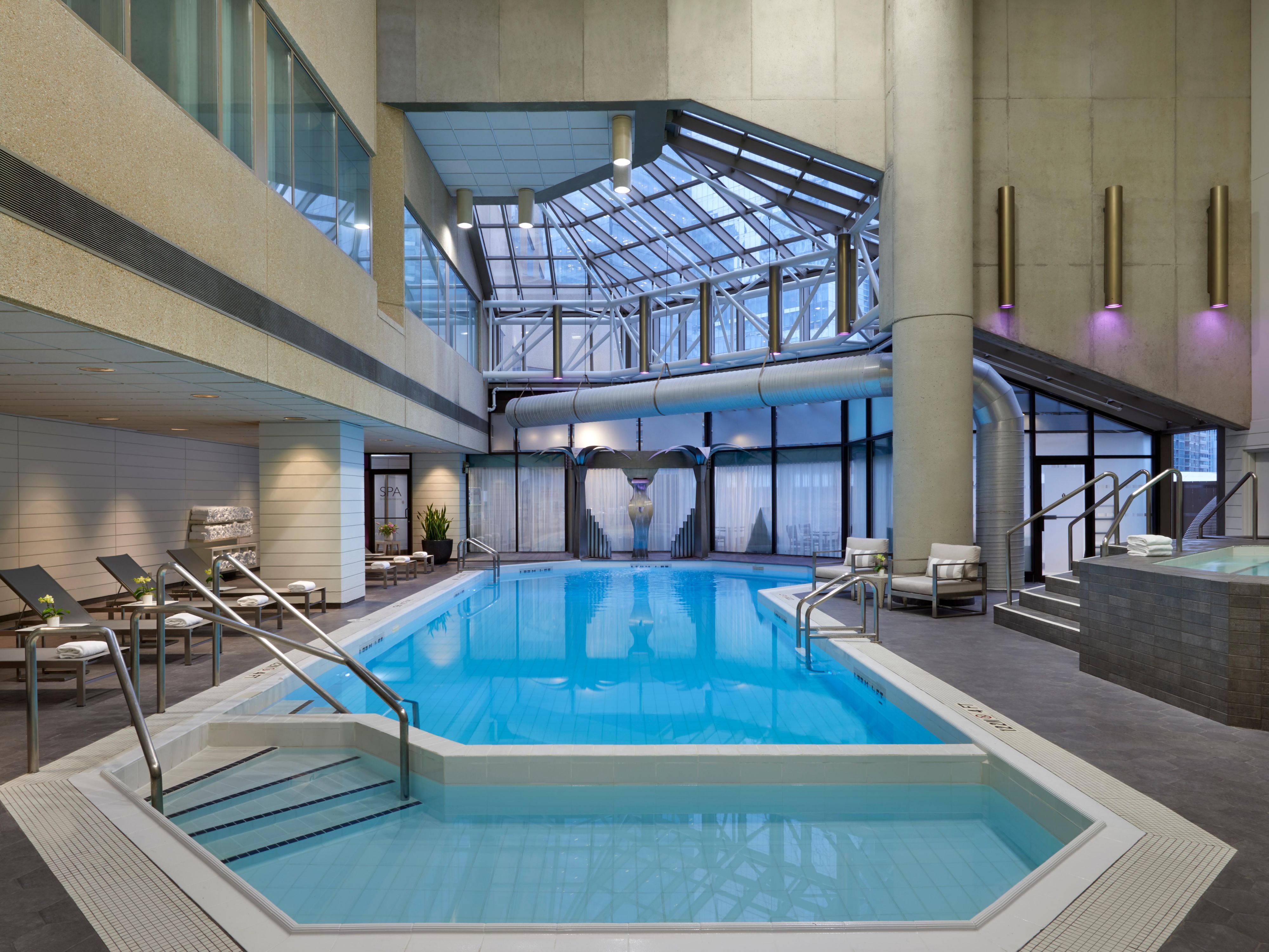 Our large indoor swimming pool offers an oasis in downtown Toronto