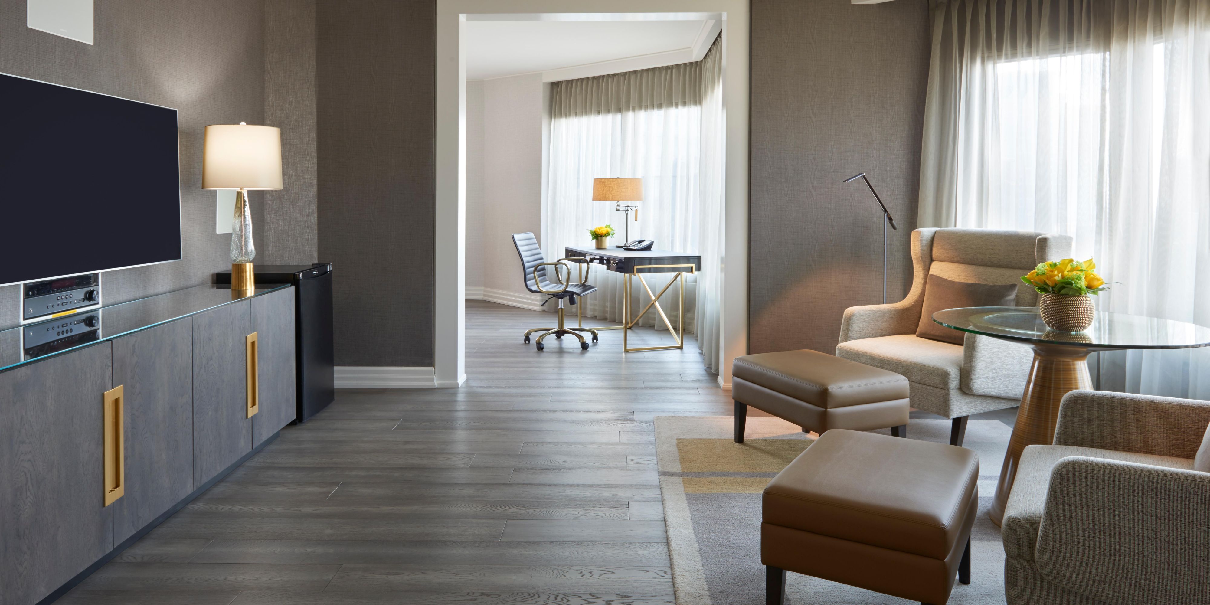 Watch your favorite shows in the Presidential Suite media room.