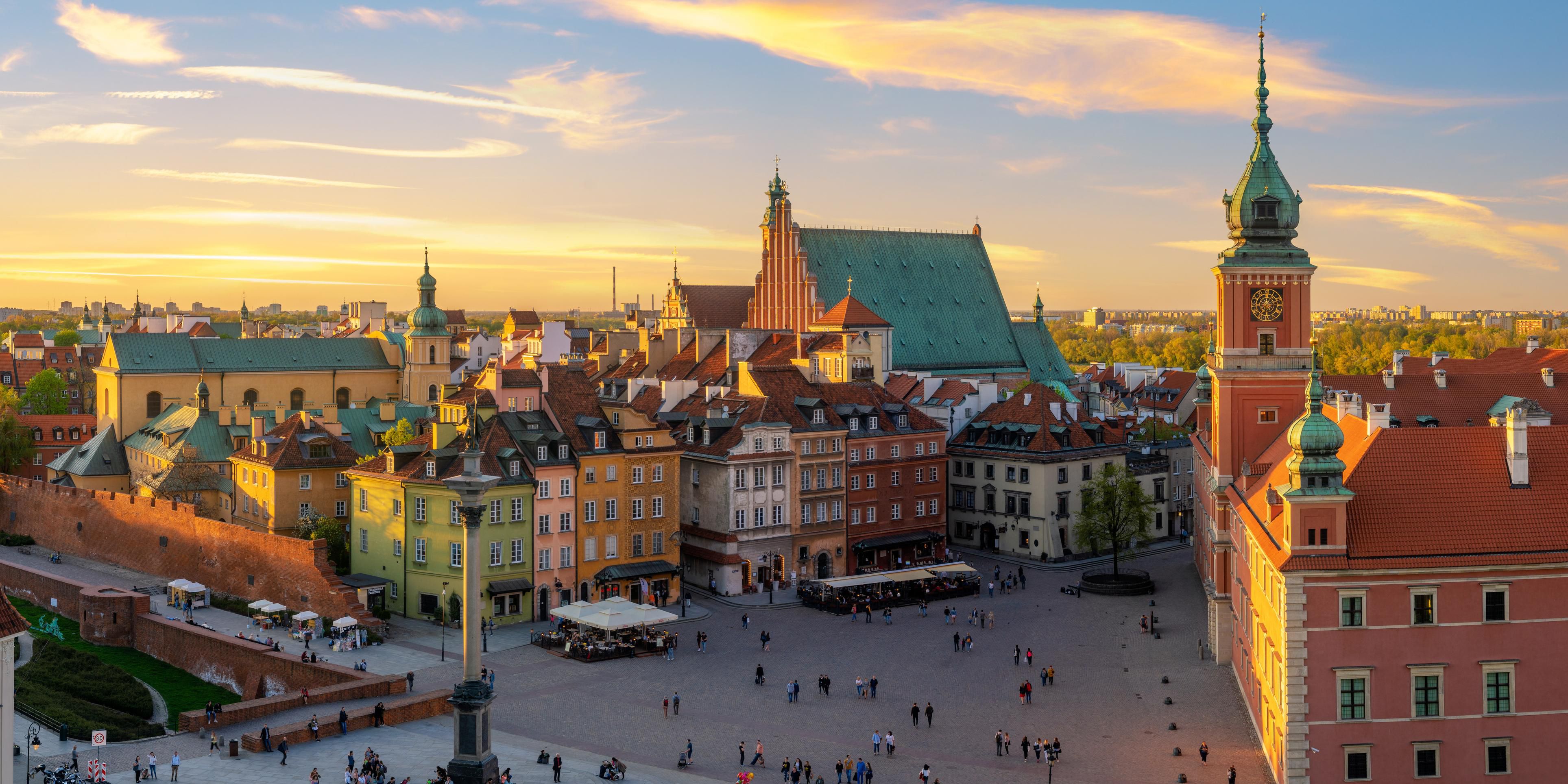 Warsaw Old Town at Sunset