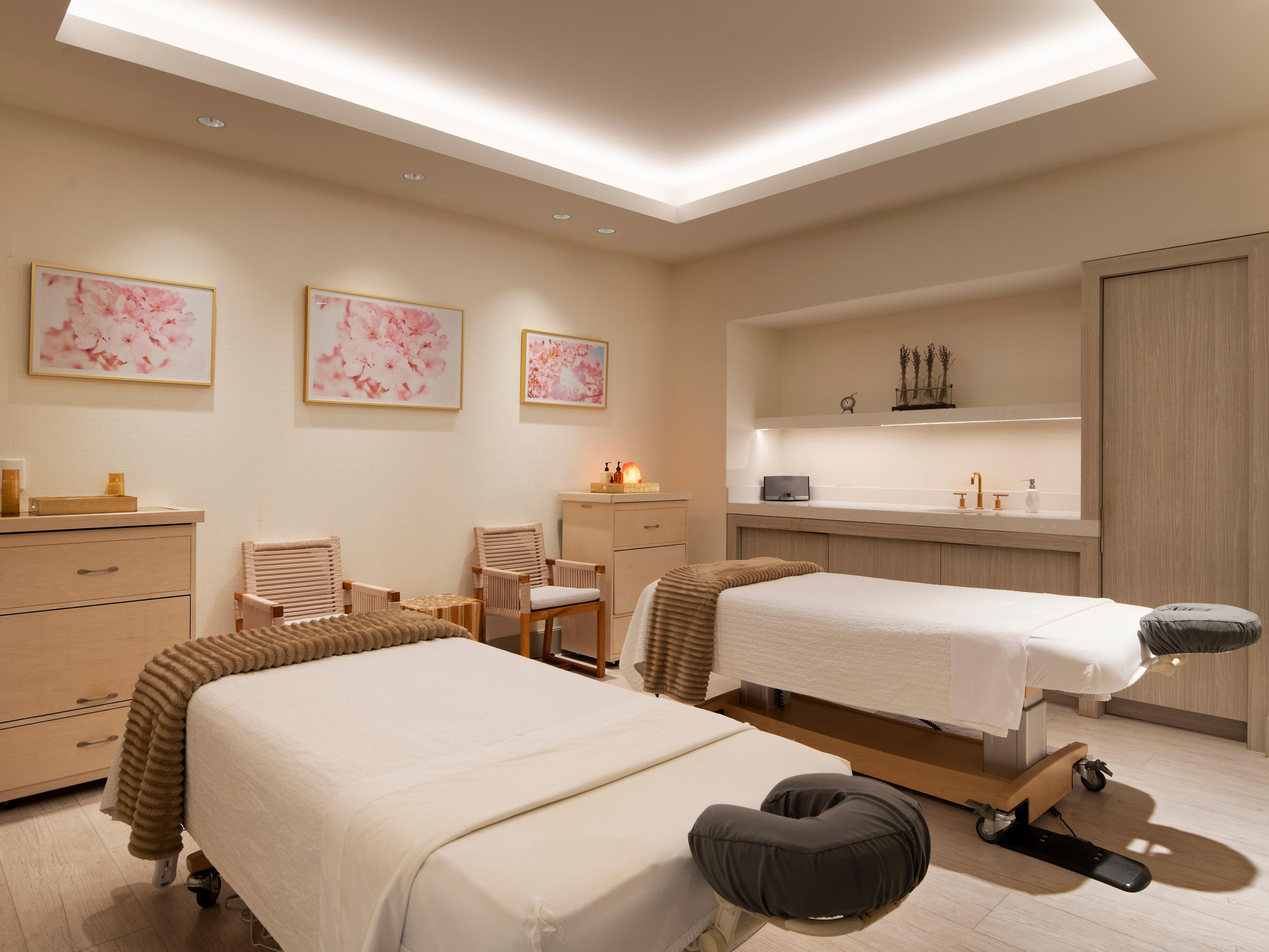 Serene double treatment suite for shared relaxation.