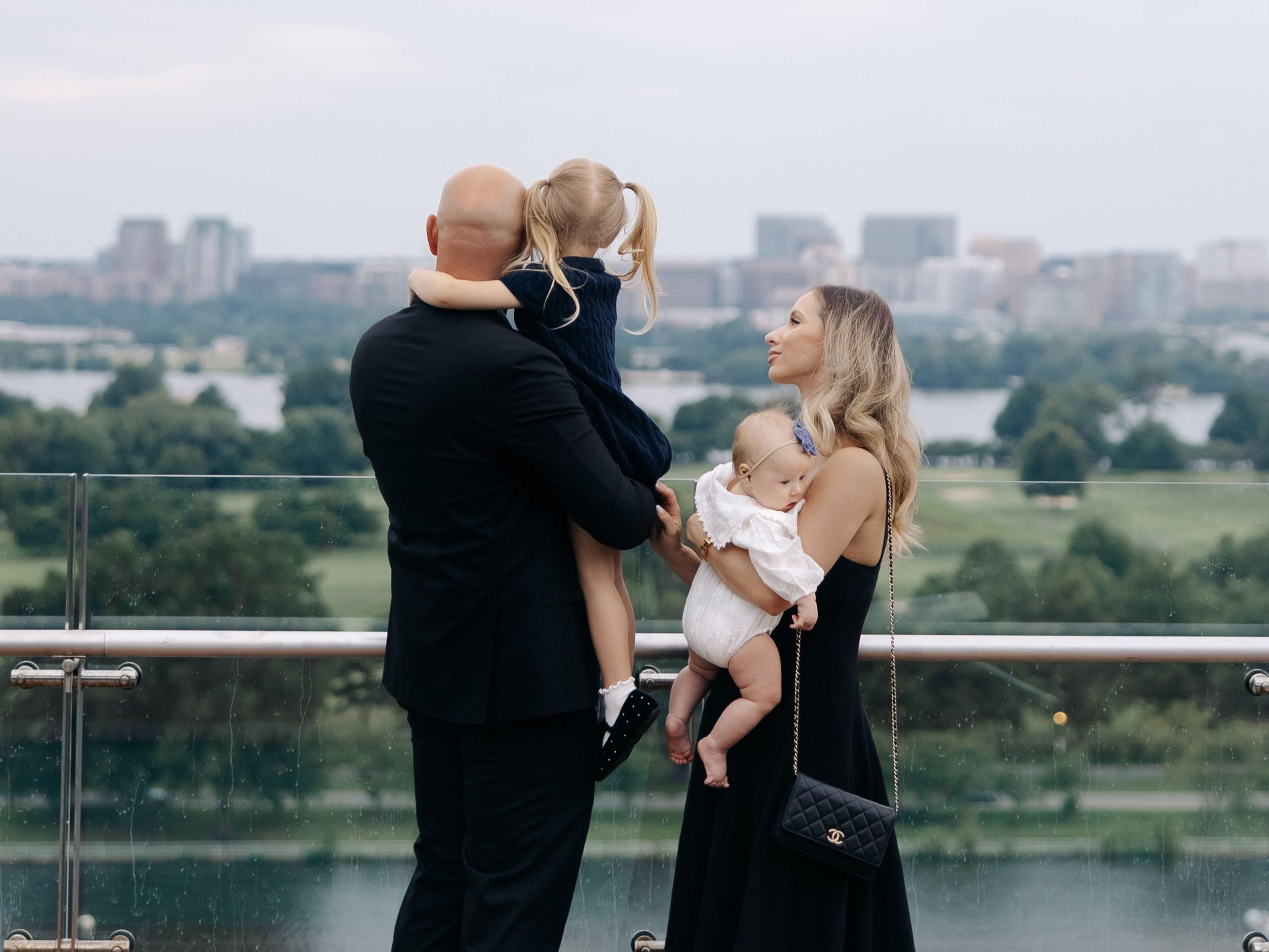 Family enjoying the view of The Wharf.