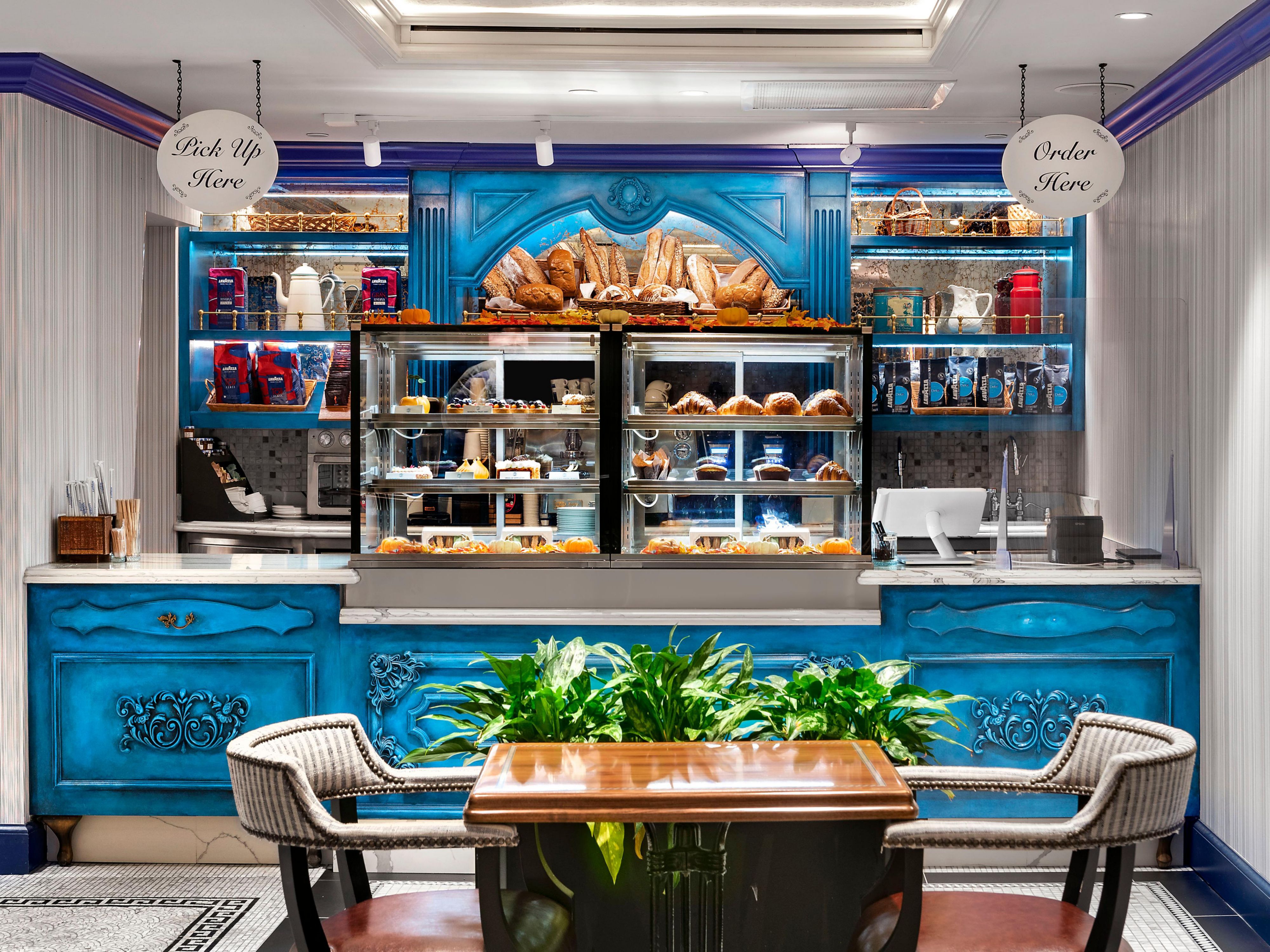 Le Cafe offers fresh pastries and an assortment of coffee and teas