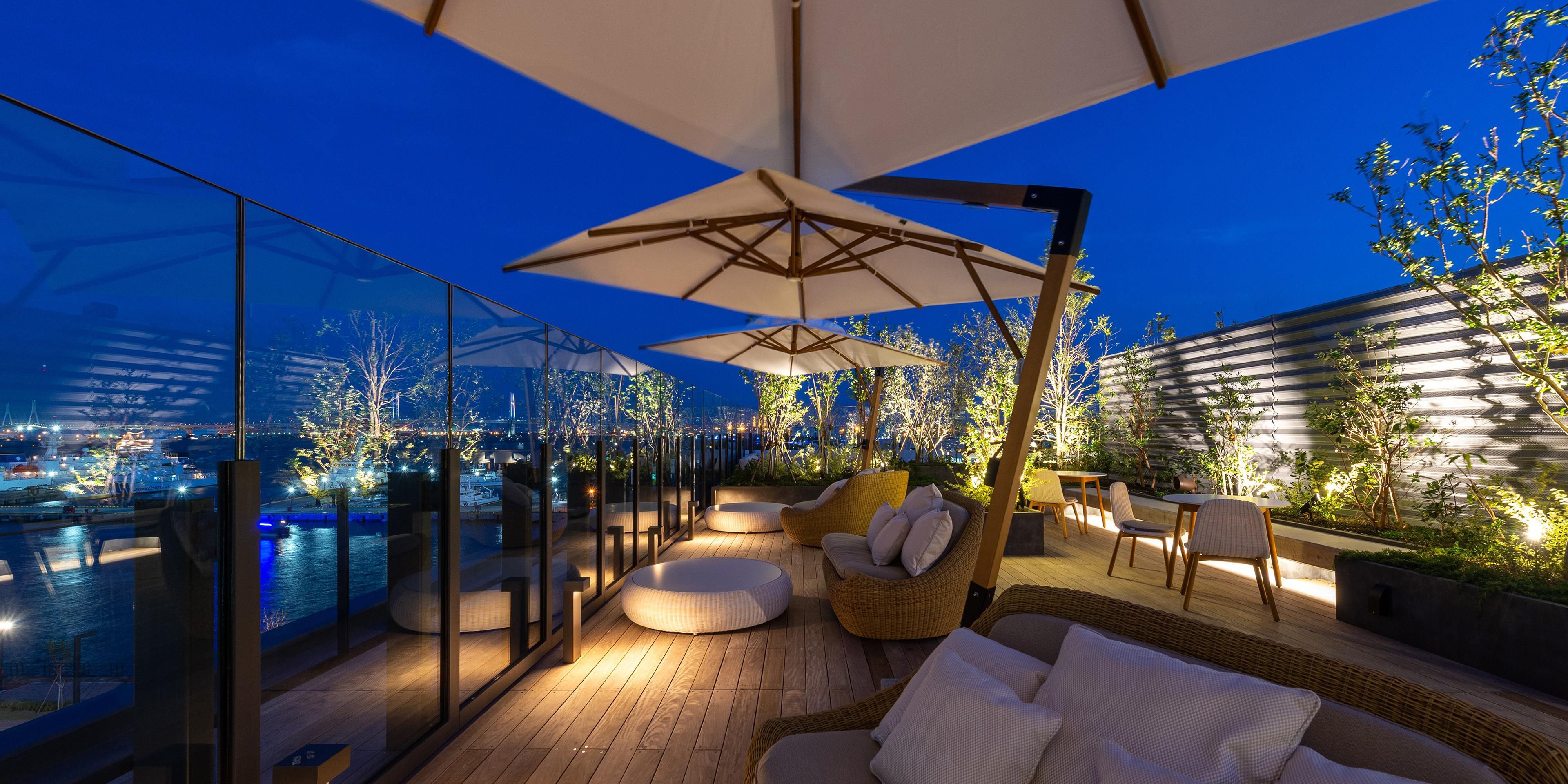 An open space reserved for guests staying at the hotel to feel the sea breeze on clear days