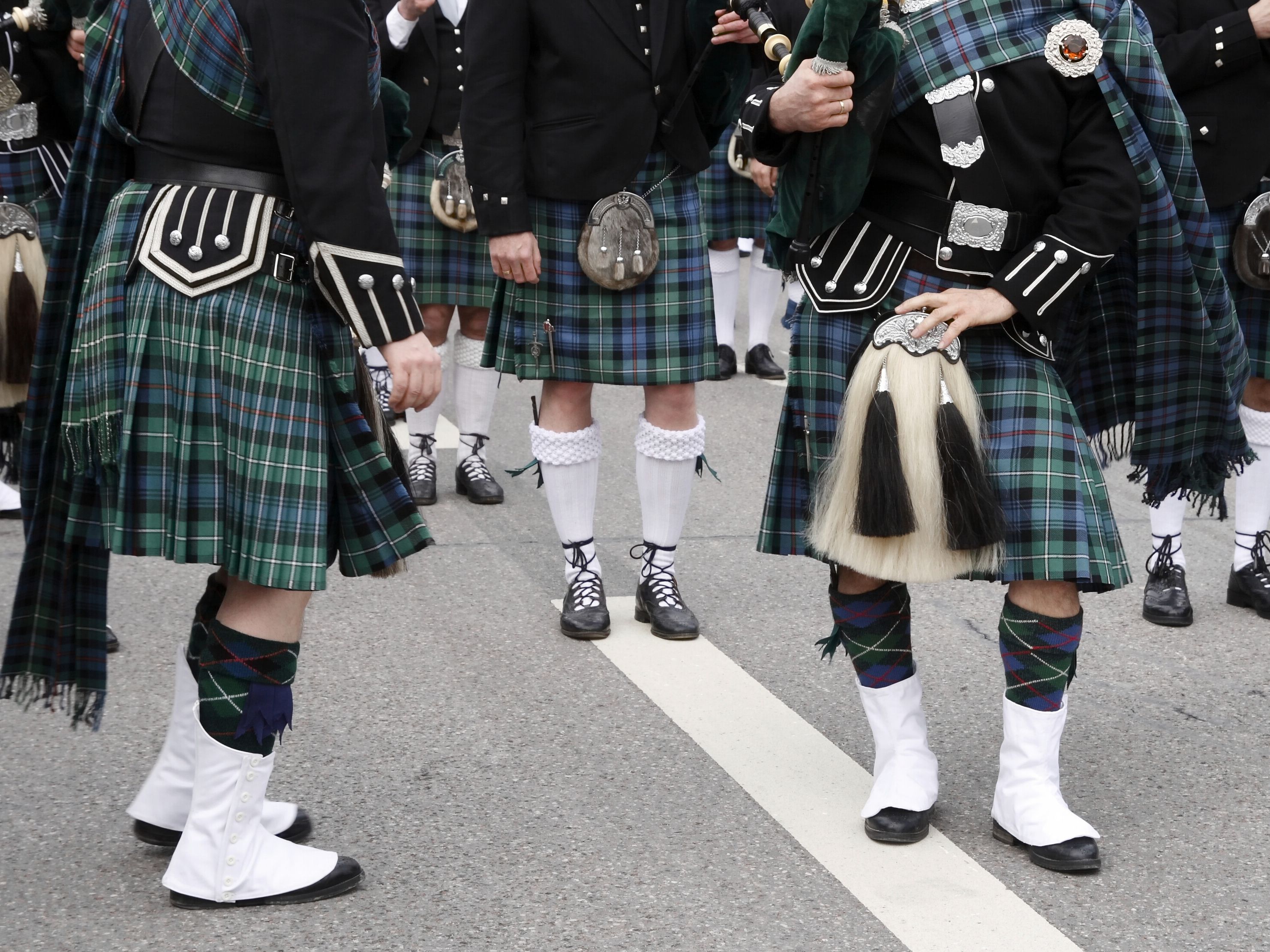 Irish dancers in a parade. 